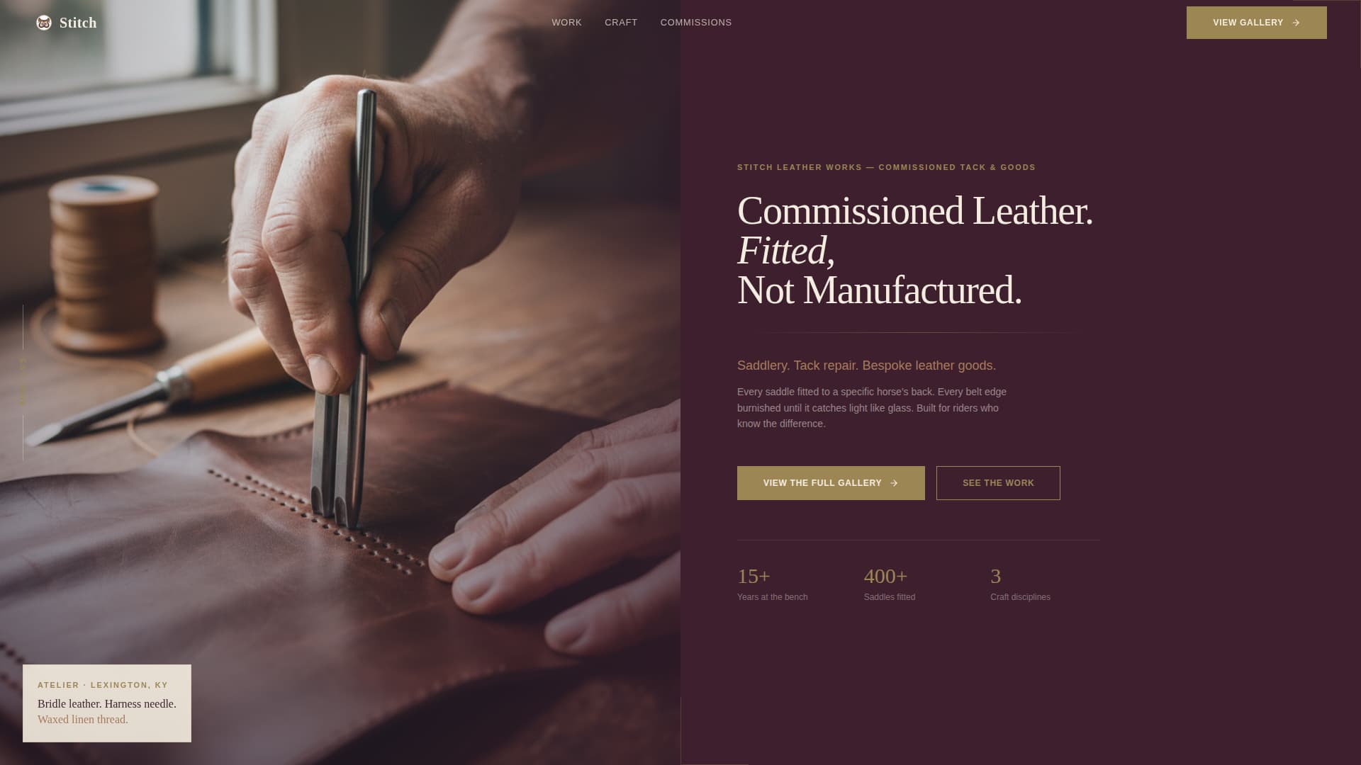 Leather Worker & Saddler Business Portfolio Website Template