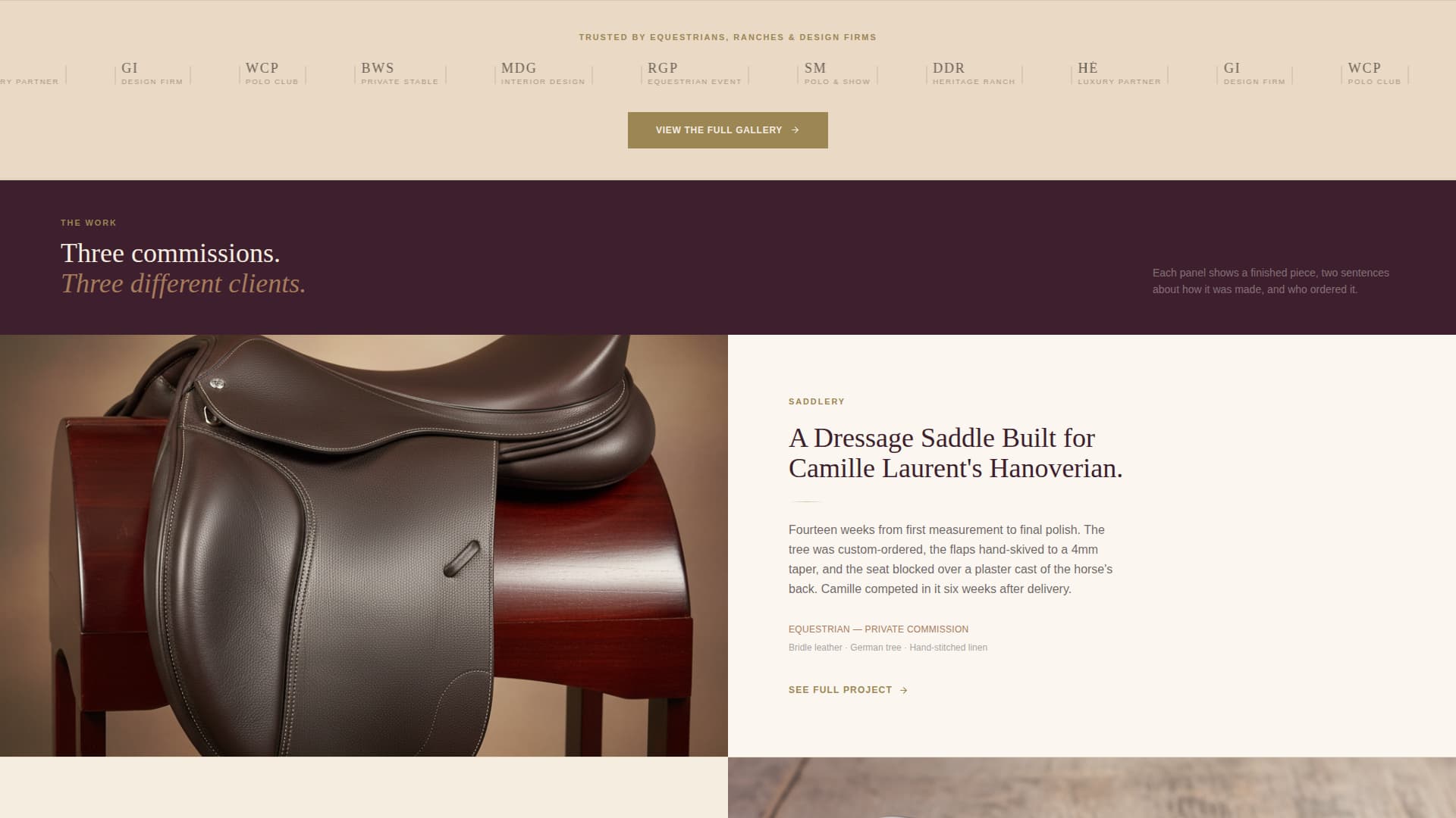 Leather Worker & Saddler Business Portfolio Website Template
