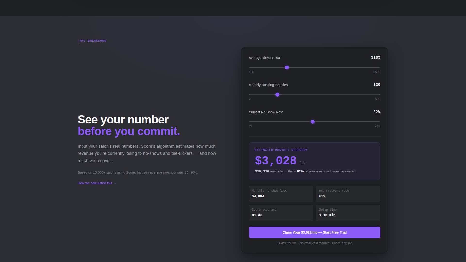 Score - Intelligent Salon Landing Page Template