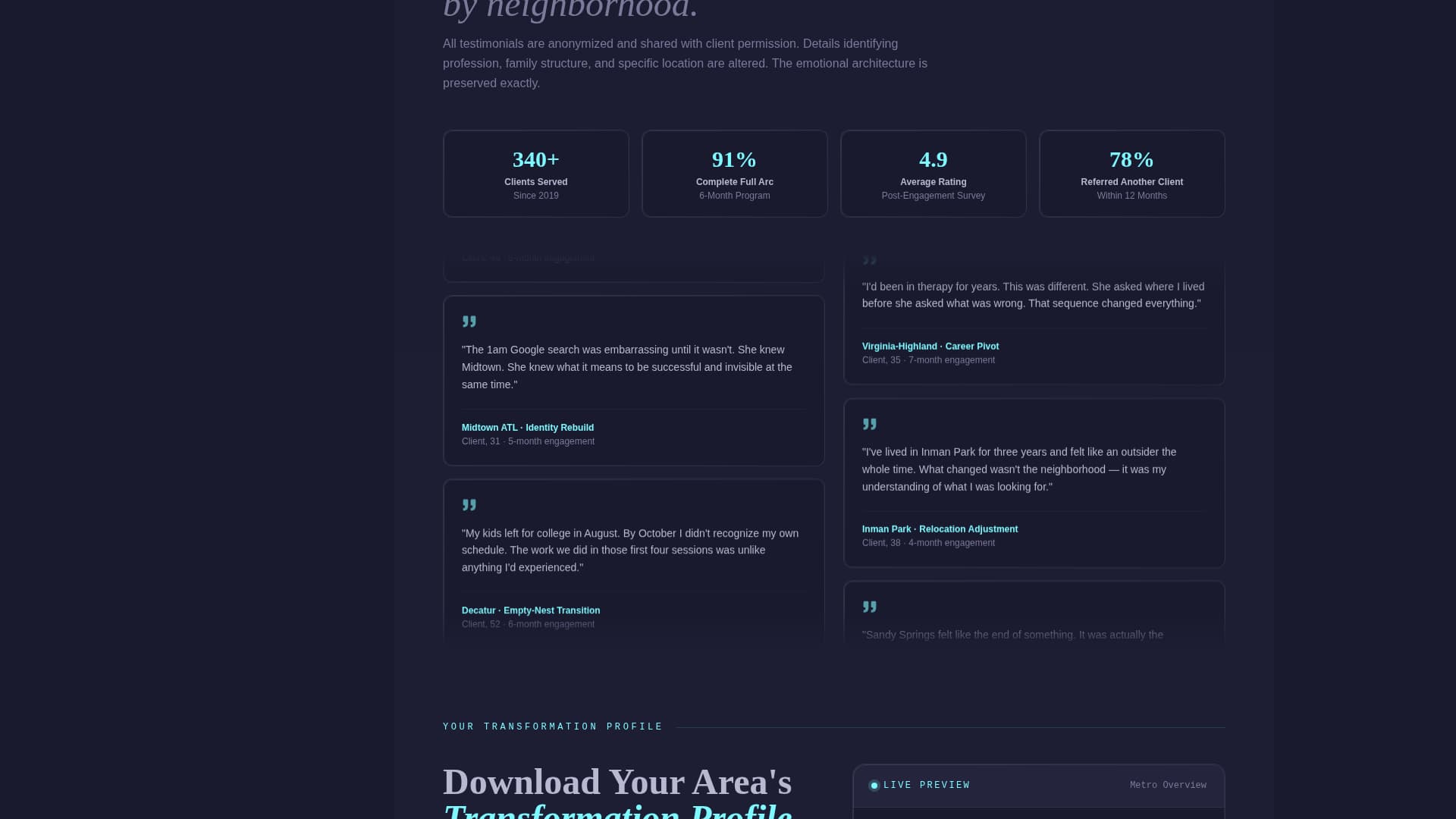 Local Neighbourhood Life Coach Location-Specific Website Template