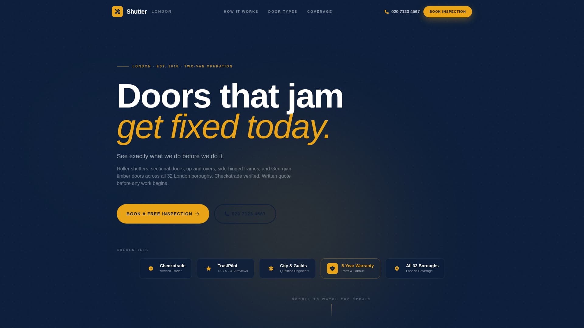 Shutter - Trusted Garagedoor Landing Page Template
