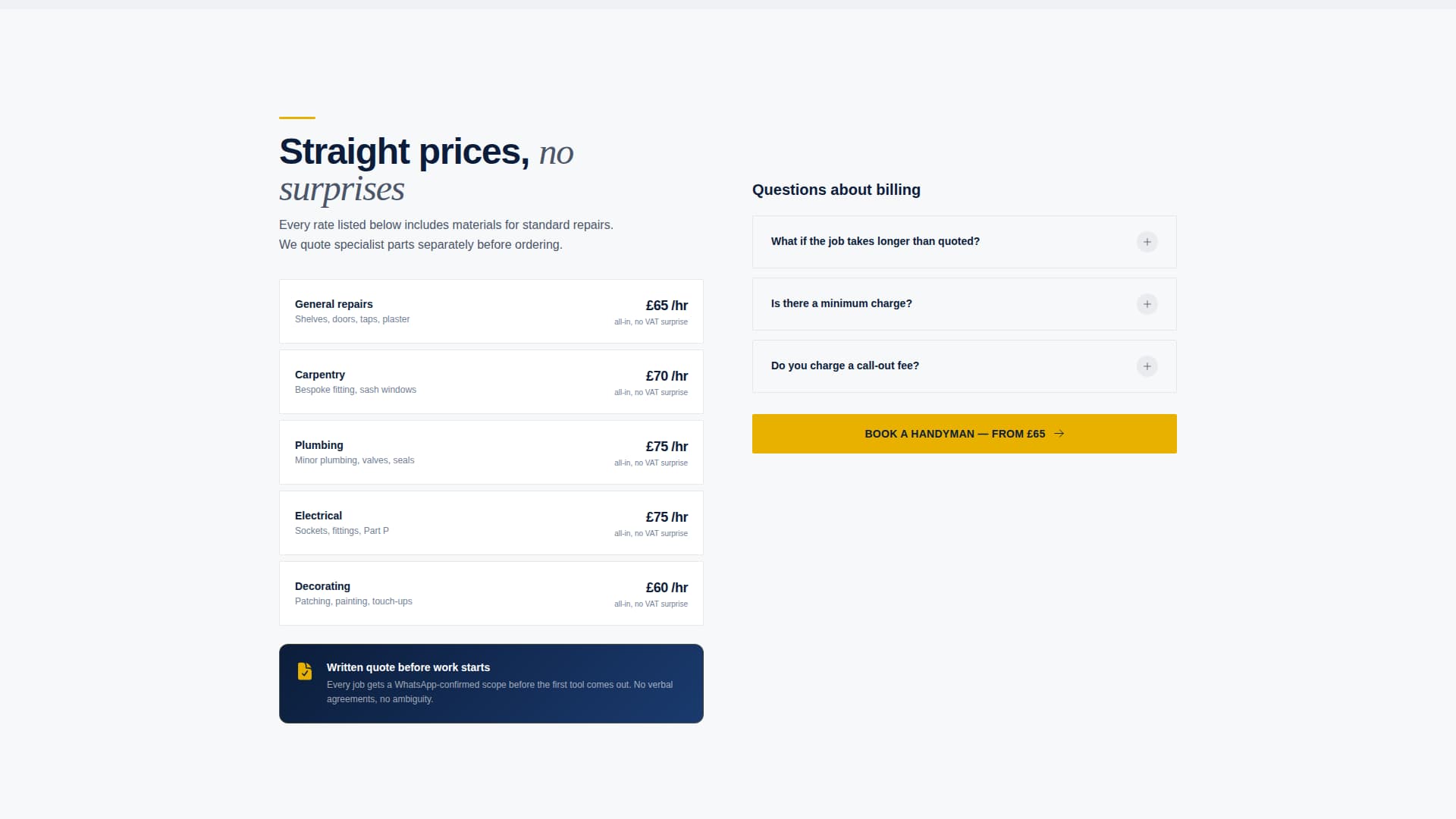 Sorted - Precision Handyman Landing Page Template