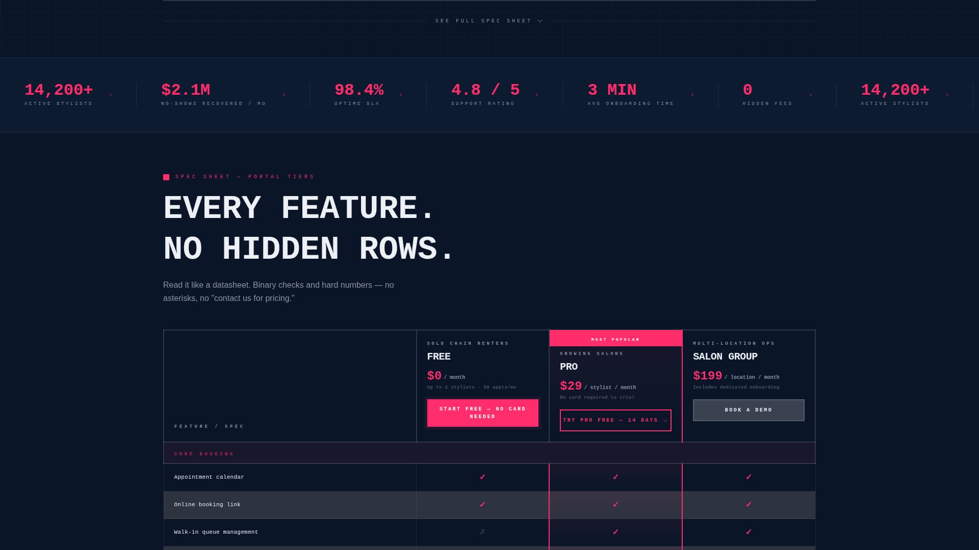 Portal - Powerful Salon Landing Page Template