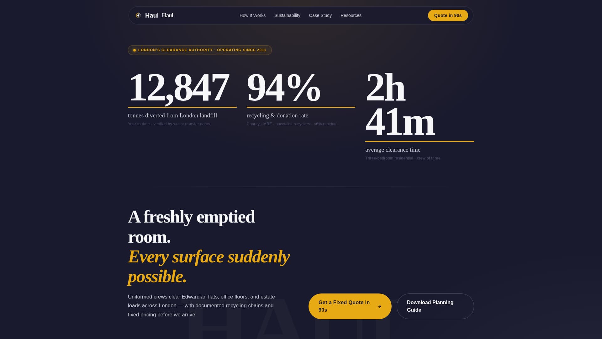 Haul - Precision Clearance Landing Page Template