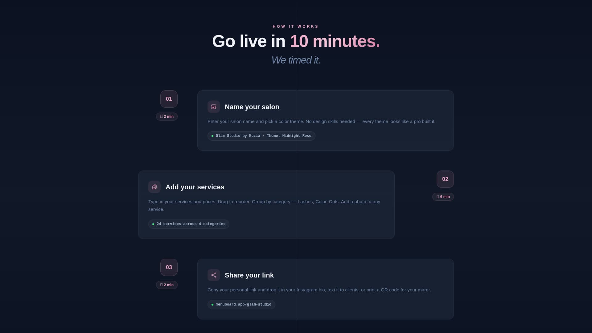 Menuboard - Stunning Salon Landing Page Template