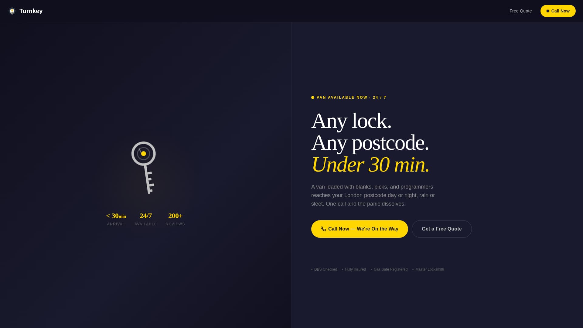 Turnkey - Rapid Locksmith Landing Page Template