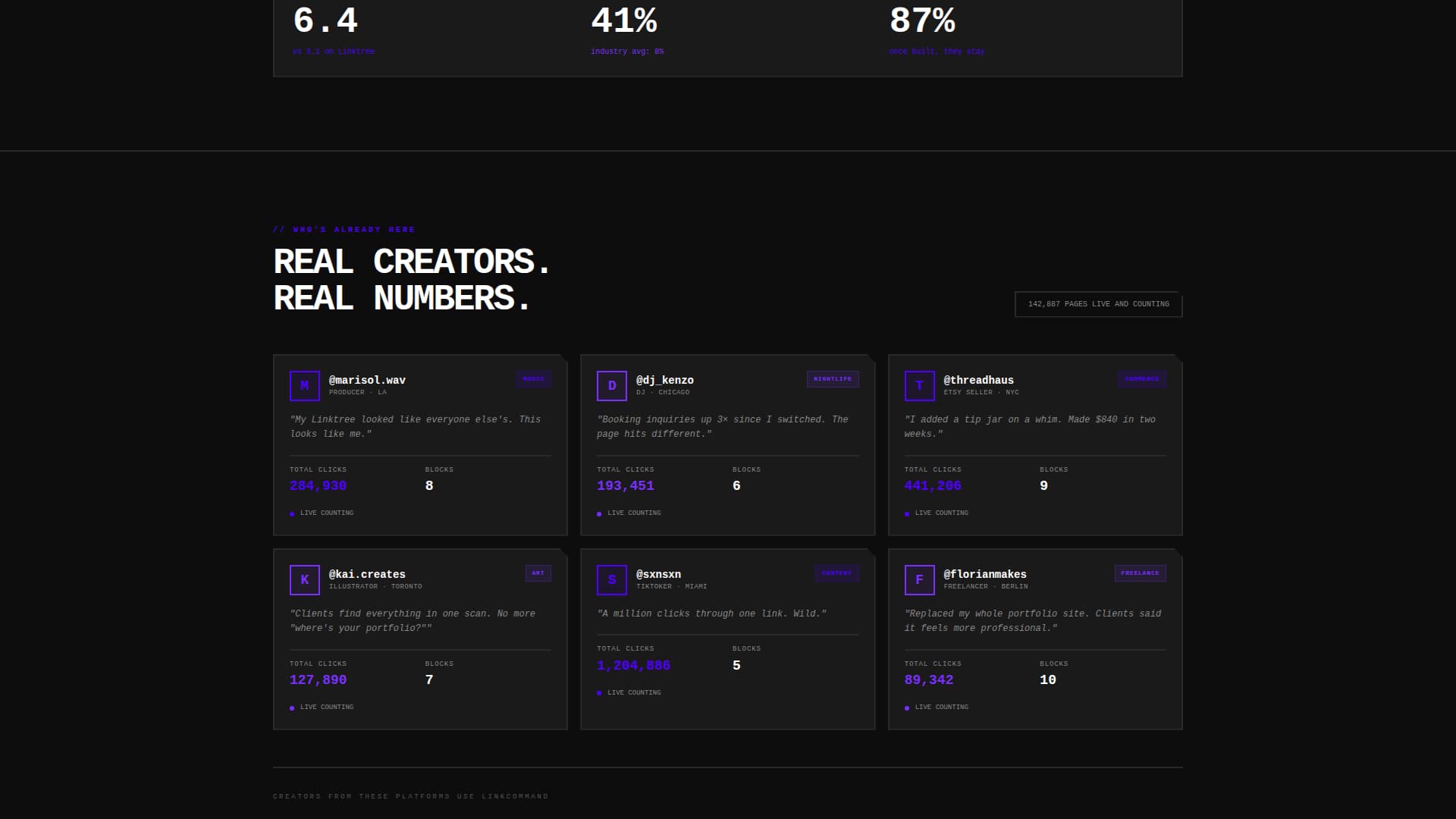 Linkcommand - Brutalist Biolink Landing Page Template