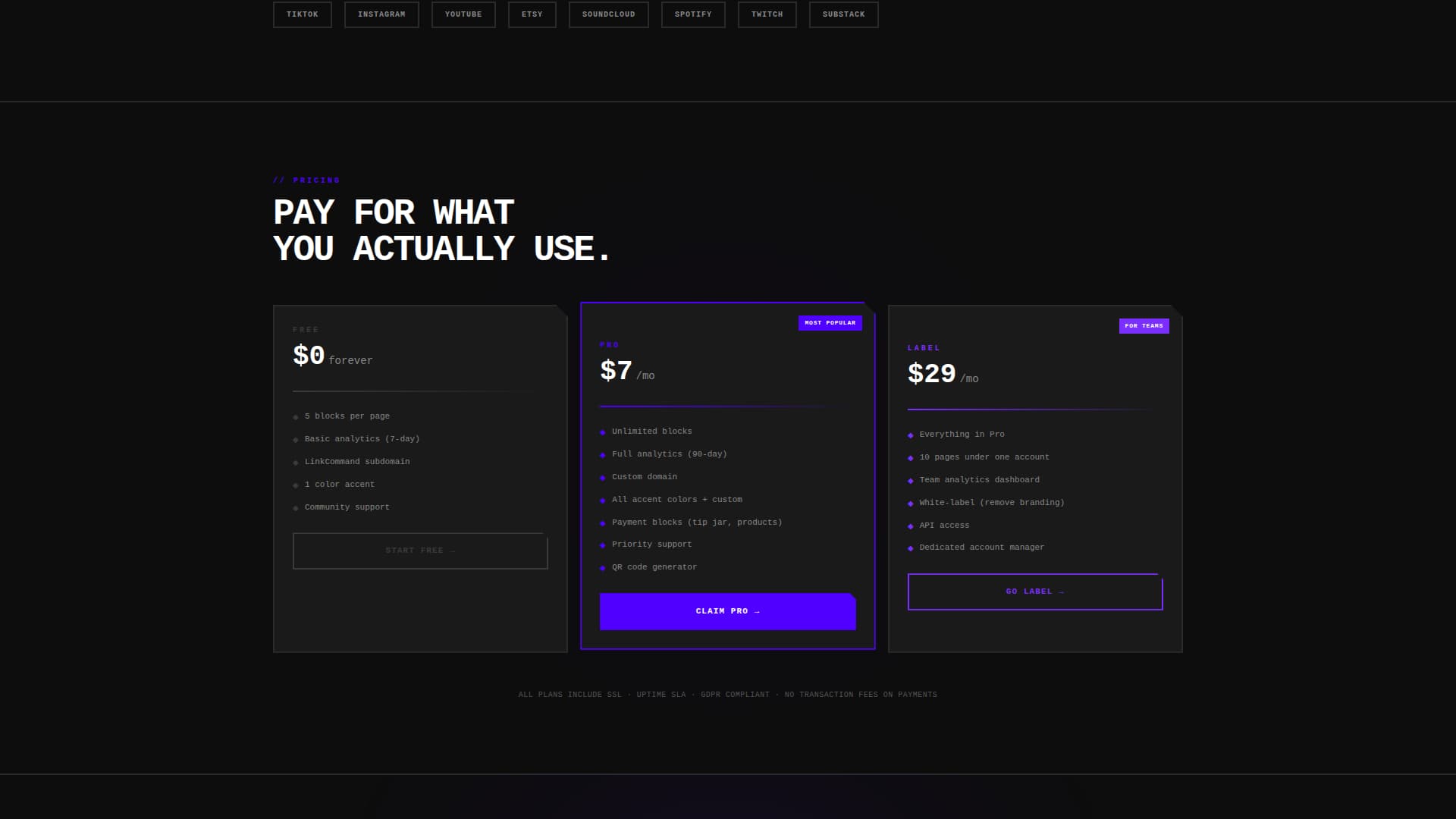 Linkcommand - Brutalist Biolink Landing Page Template