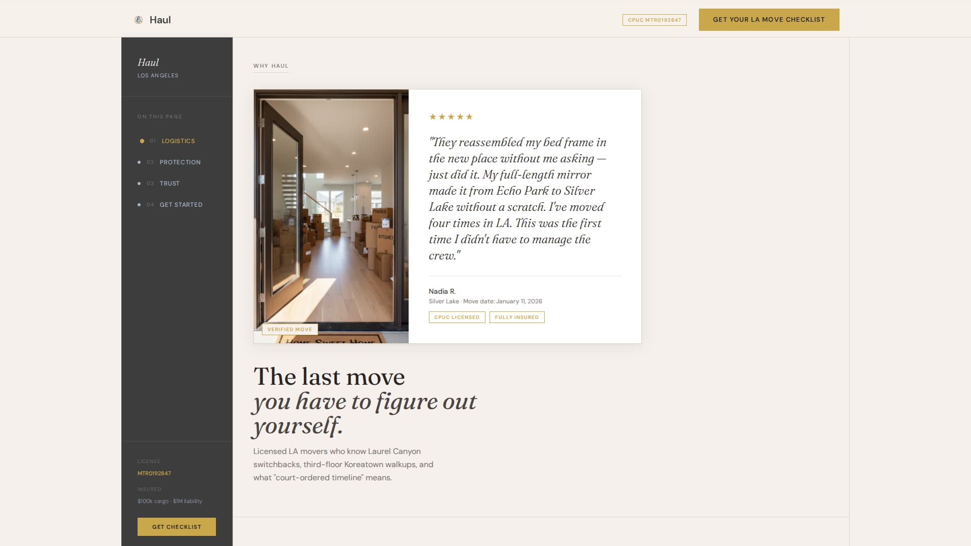 Transport — Licensed Long-Distance Moving Landing Page Template