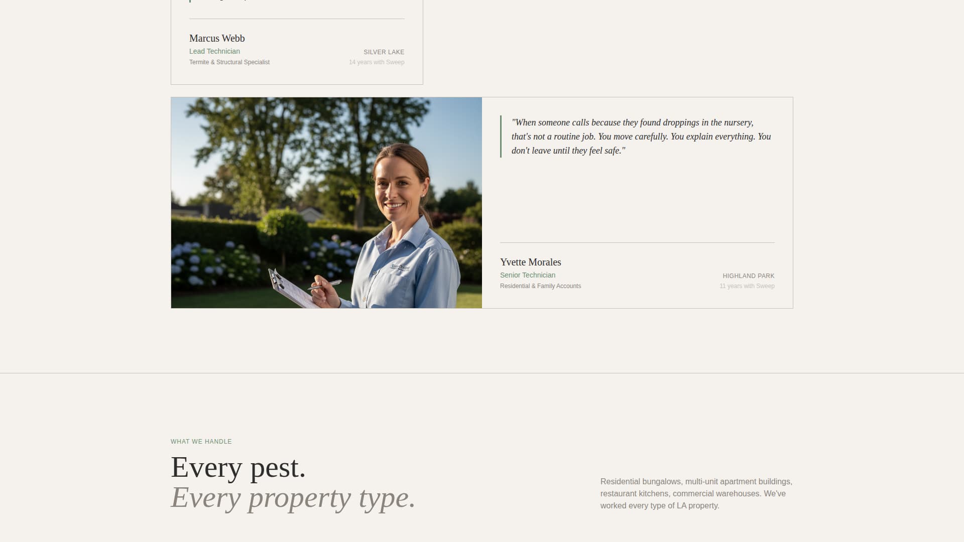 Sweep - Editorial Pestcontrol Landing Page Template