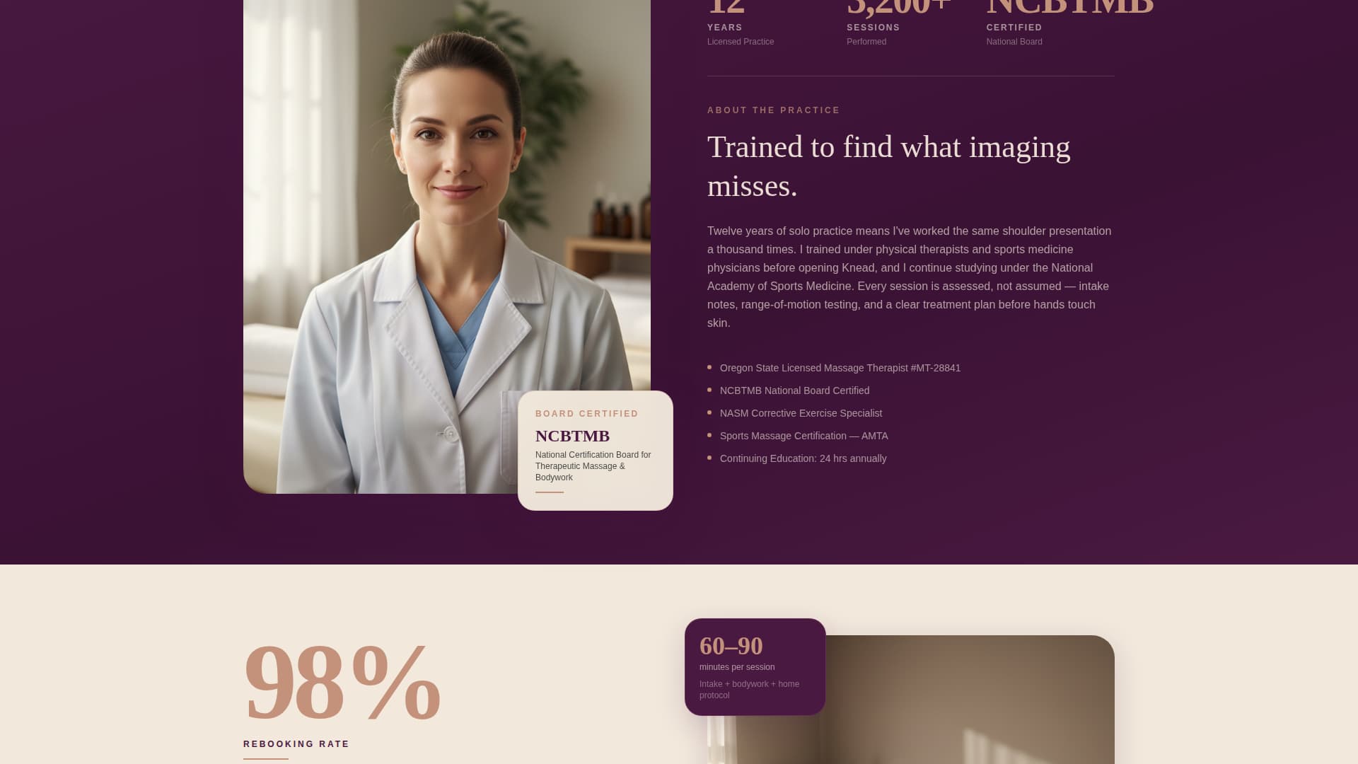 Massage Therapist Specialist Booking Website Template