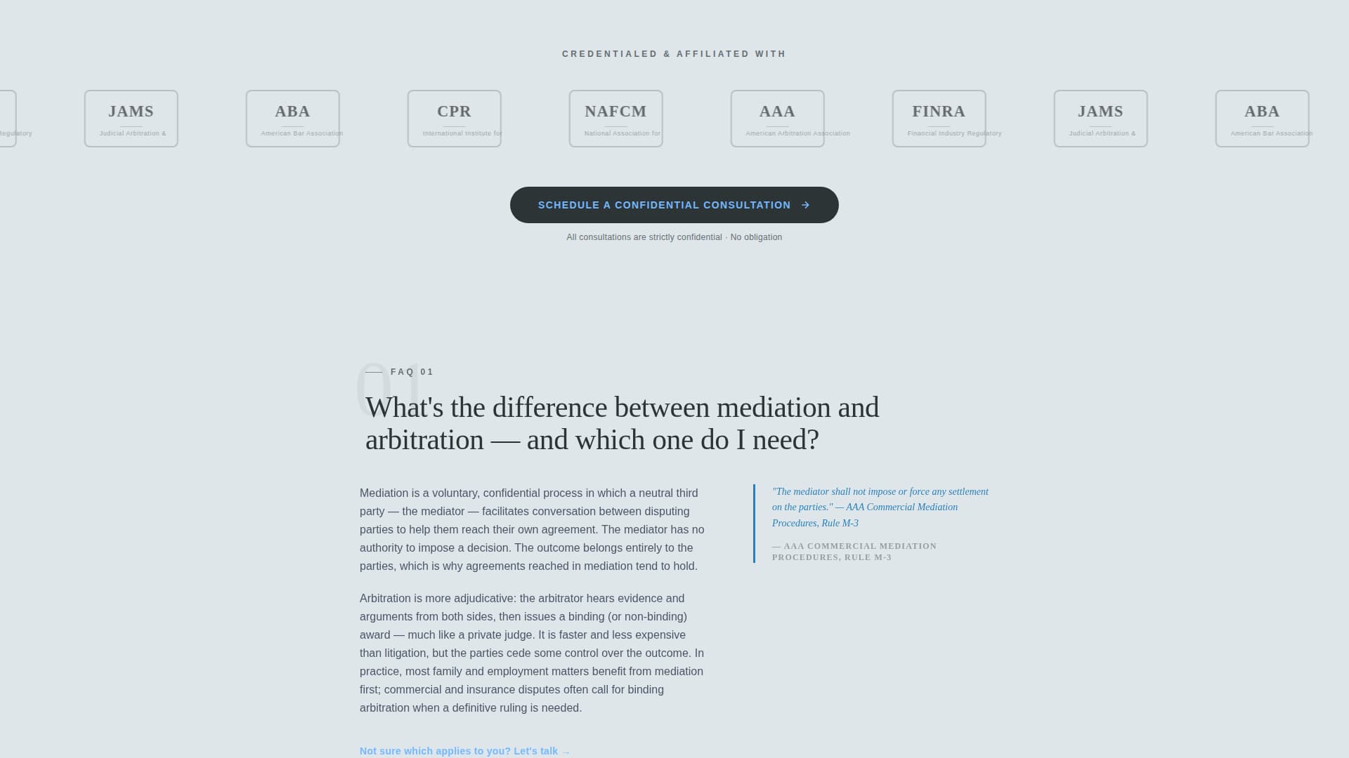 Mediator & Arbitrator FAQ Website Template