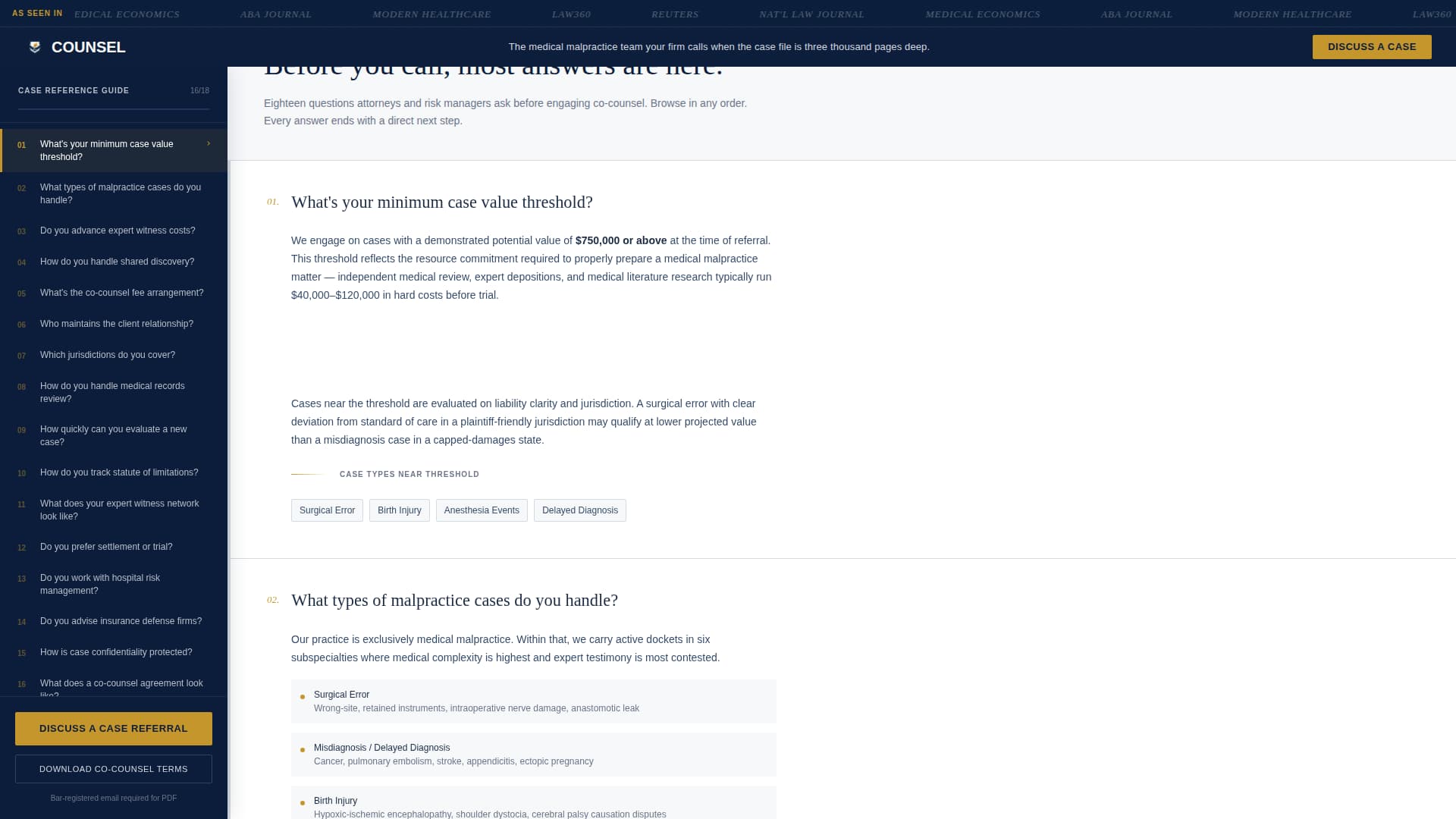 Defense — Expert Legal Malpractice Landing Page Template