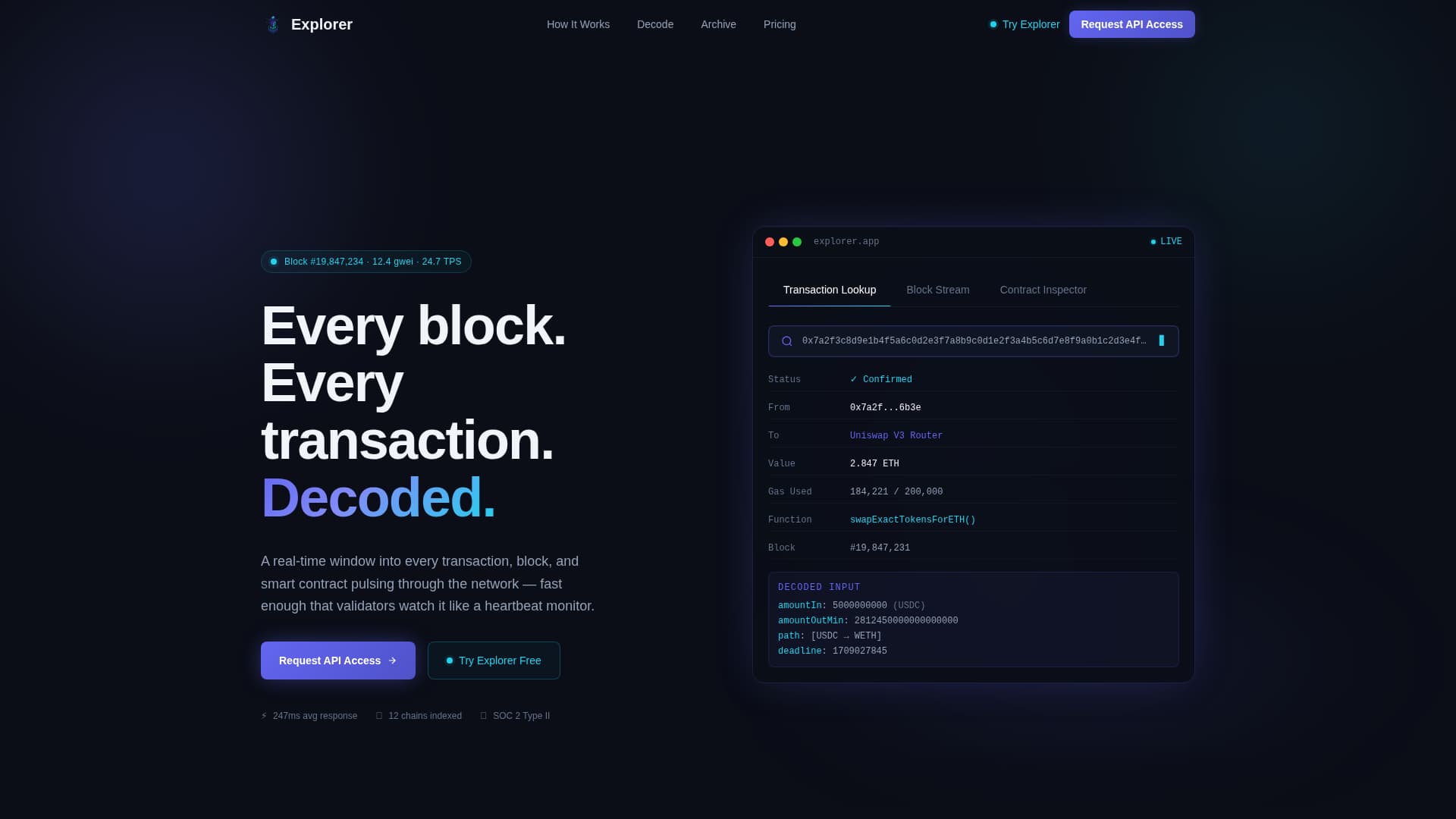 Explorer - Powerful Blockchain Landing Page Template