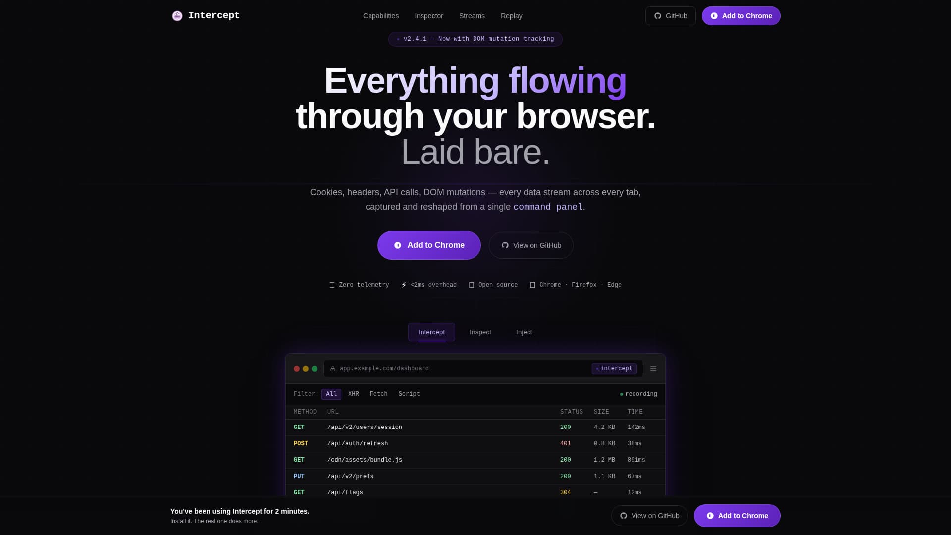 Intercept - Powerful Browserextension Landing Page Template