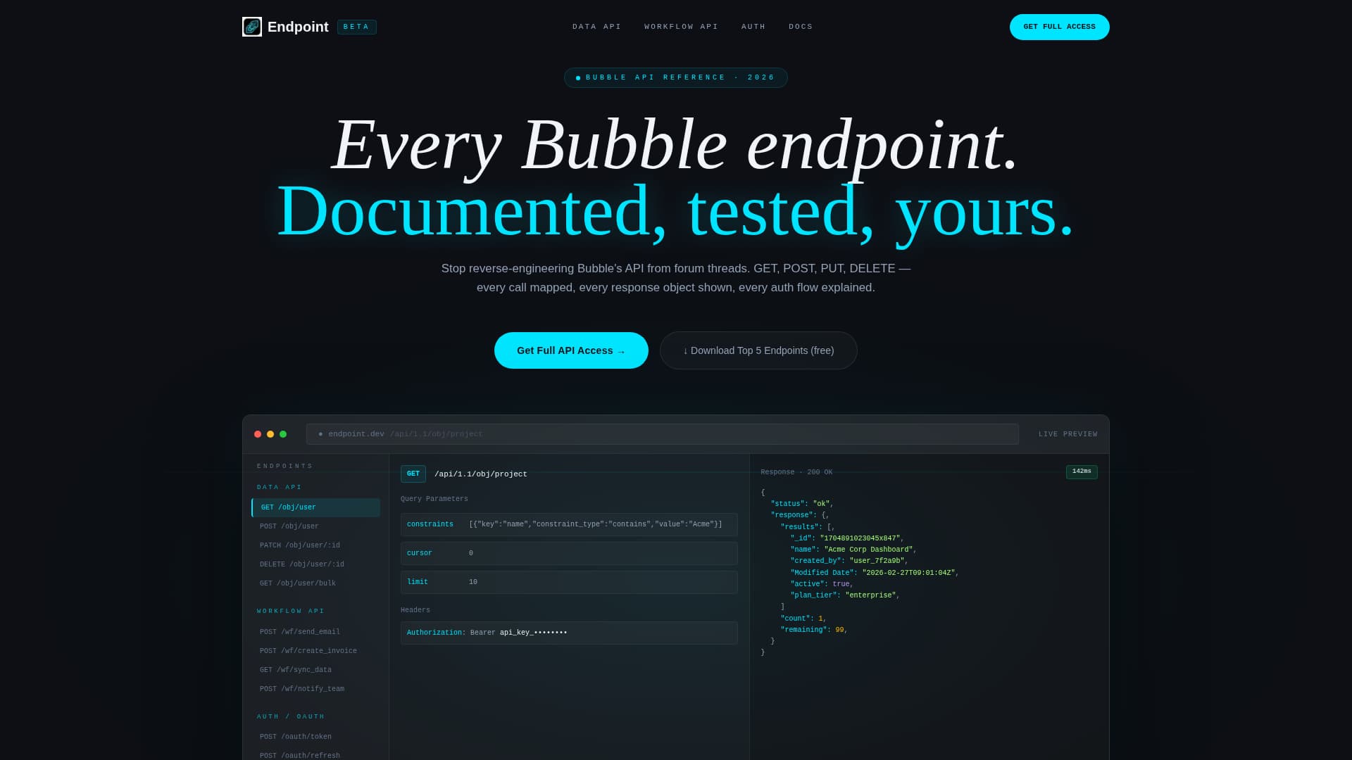 Endpoint - Comprehensive API Reference Landing Page Template