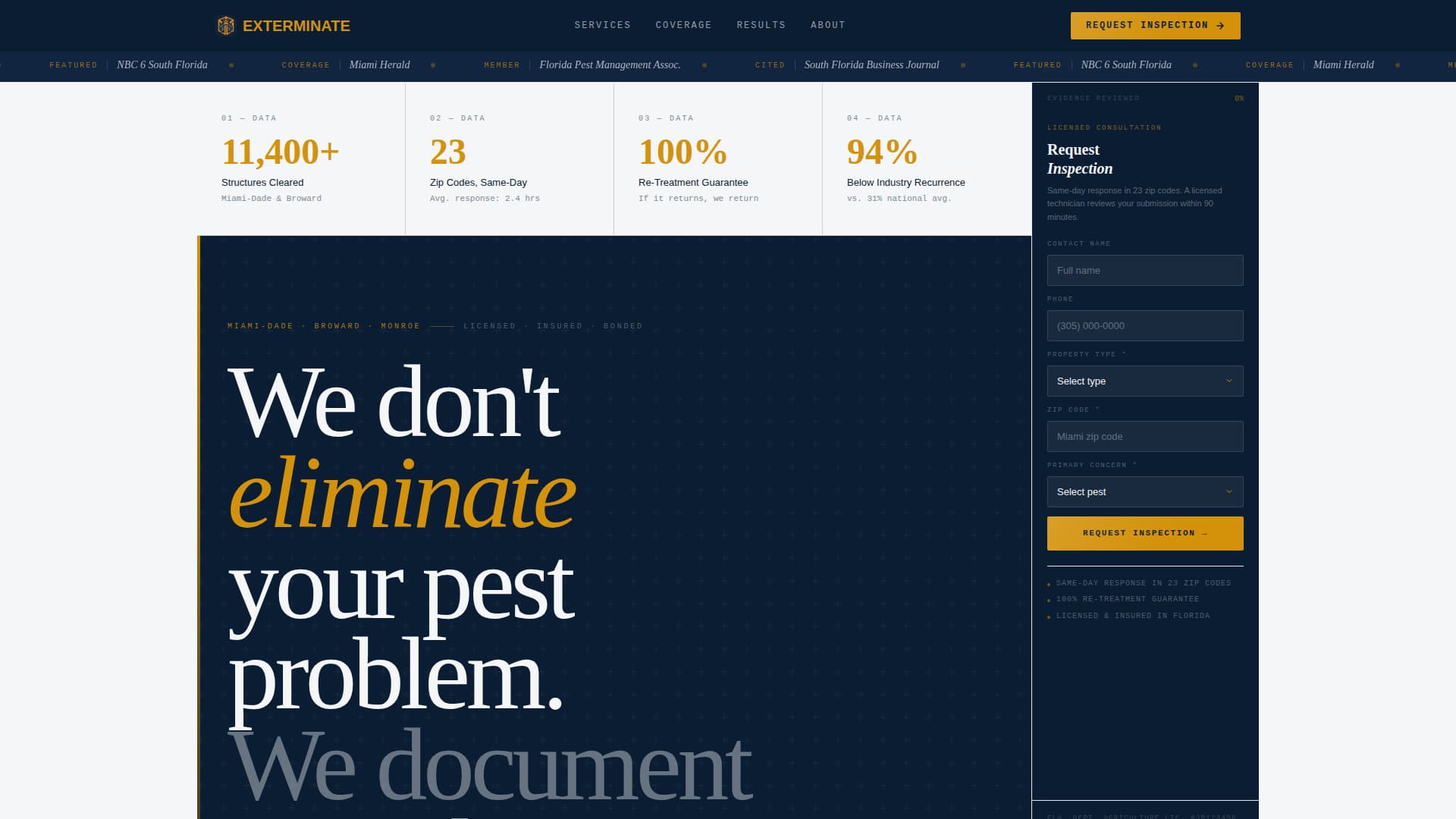 Exterminate - Commanding Pestcontrol Landing Page Template