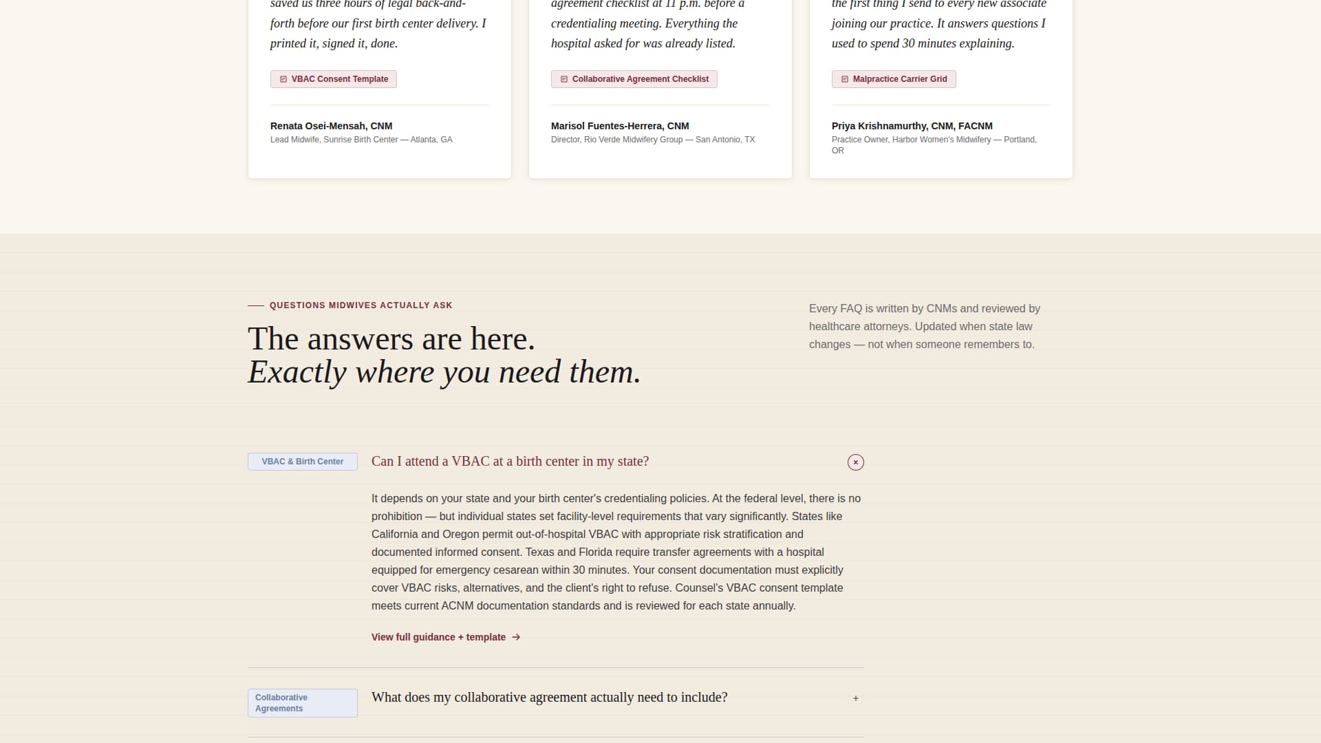 Counsel - Authoritative Midwifery Landing Page Template