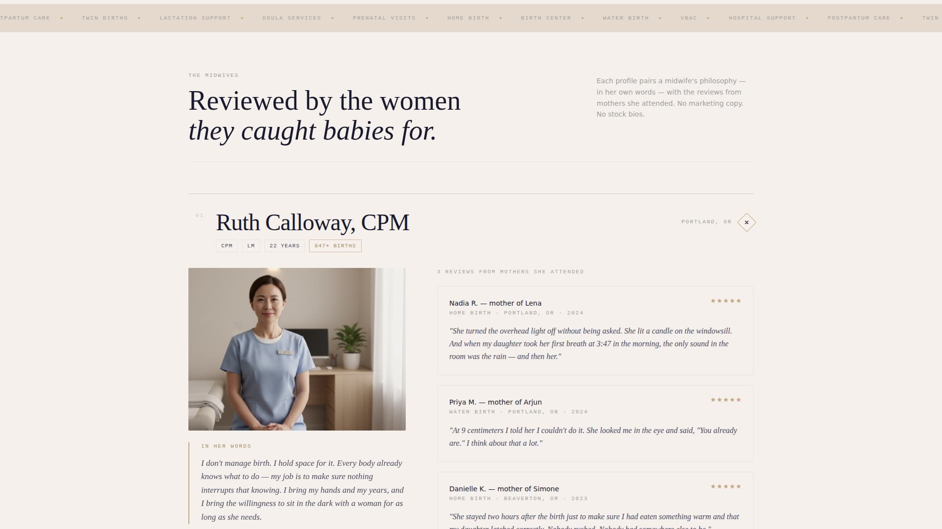 Doula - Trusted Midwife Landing Page Template