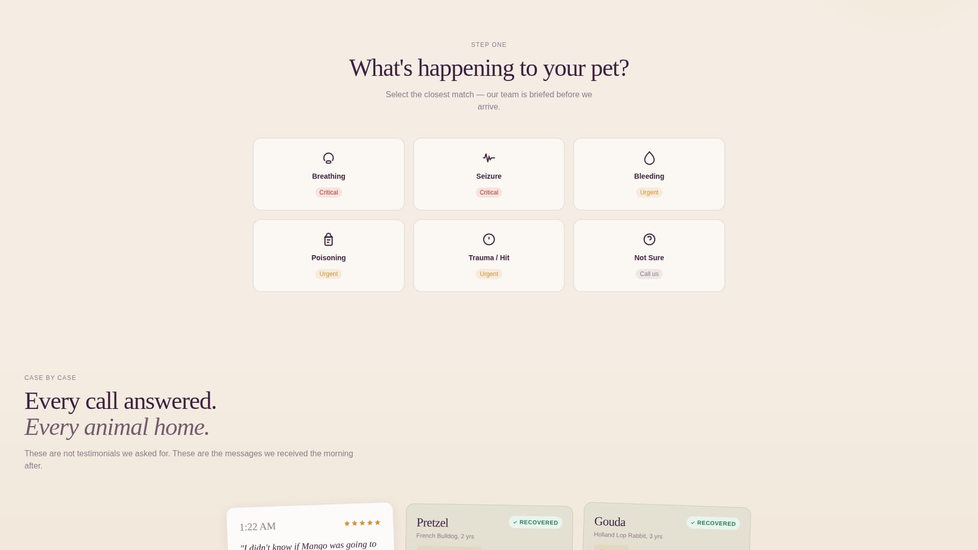 Triage - Urgent Mobilevet Landing Page Template