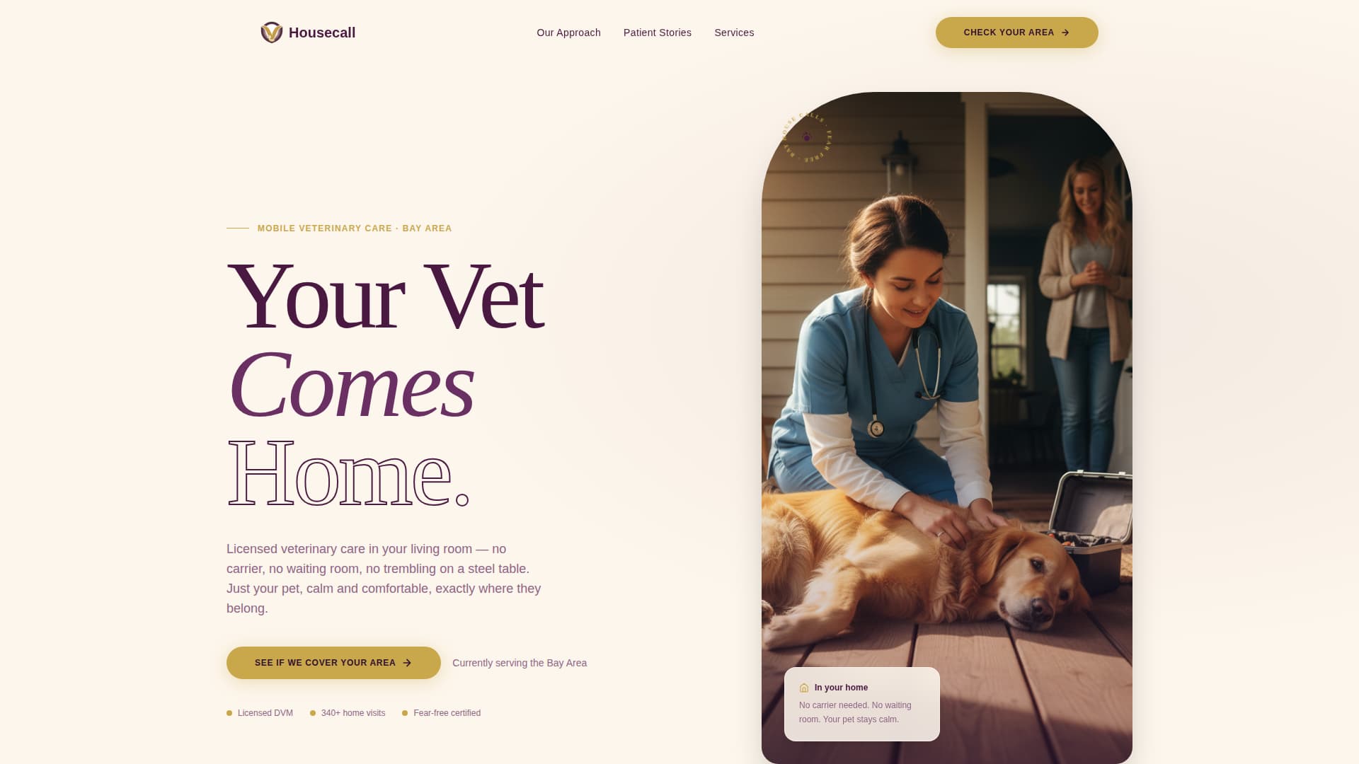 Housecall - Compassionate Mobilevet Landing Page Template