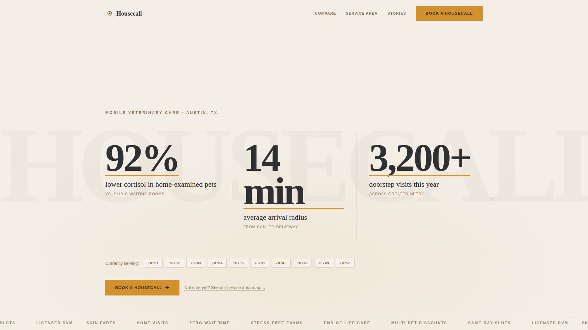 Housecall - Trusted Mobilevet Landing Page Template