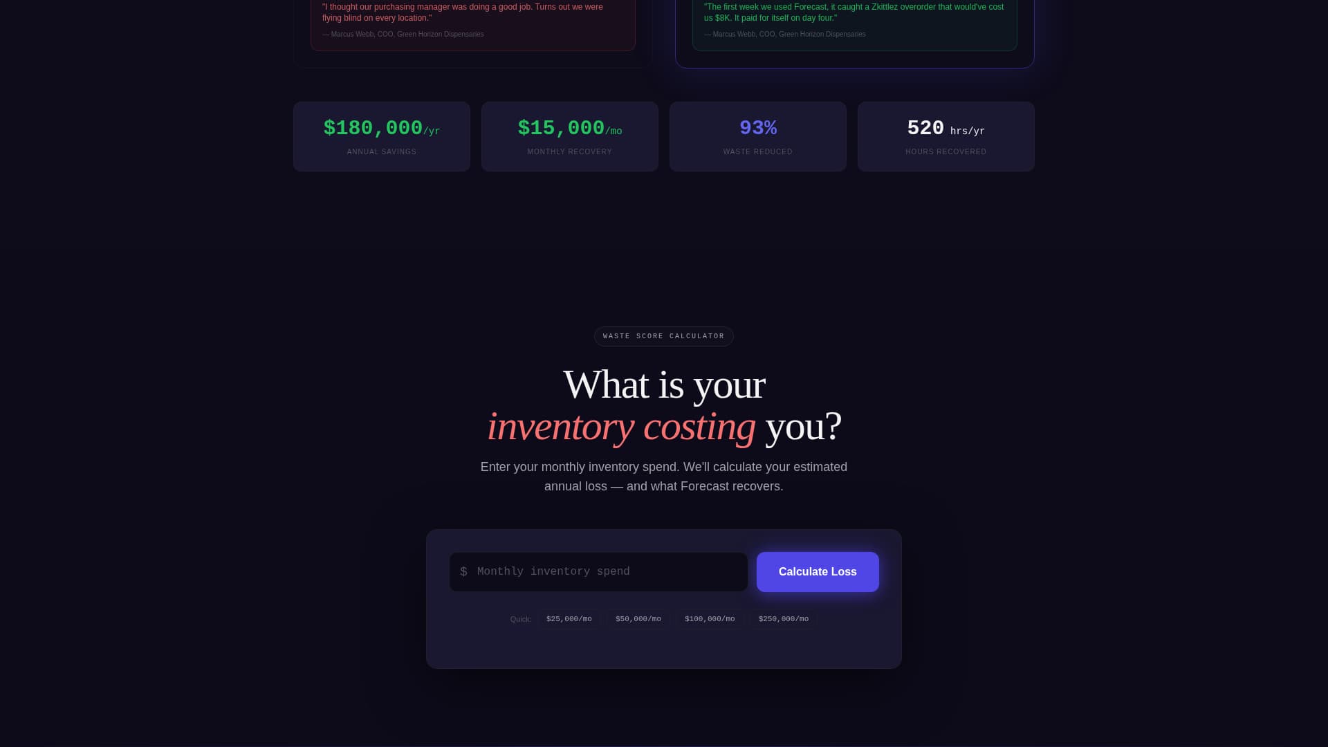 Forecast - Powerful Cannabisinventory Landing Page Template