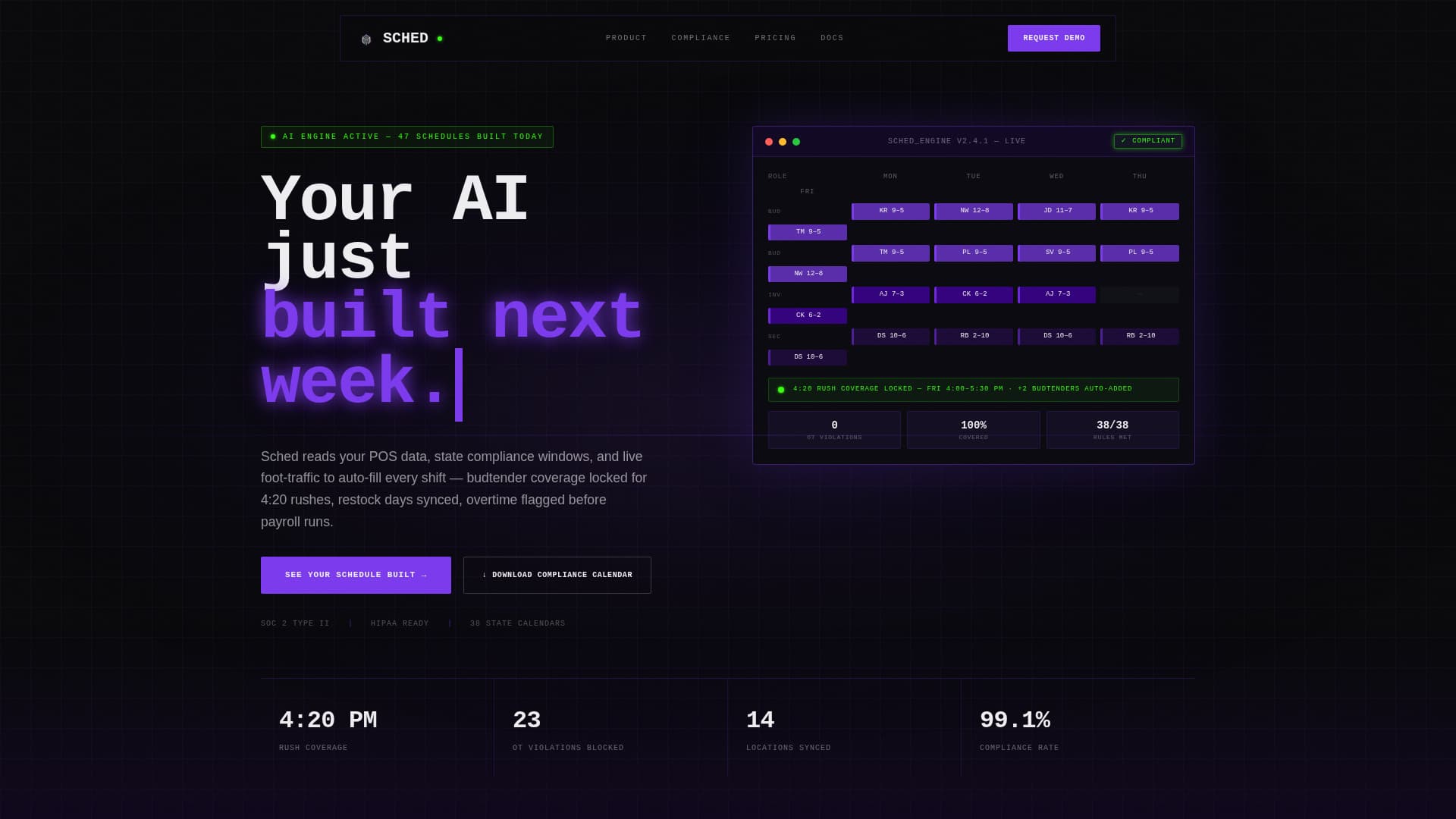 Sched - Intelligent Dispensary Landing Page Template