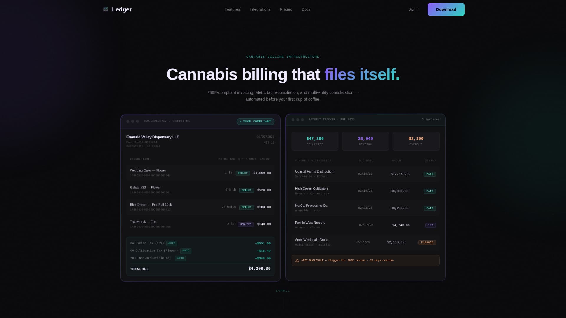 Ledger - Compliant Cannabis Landing Page Template