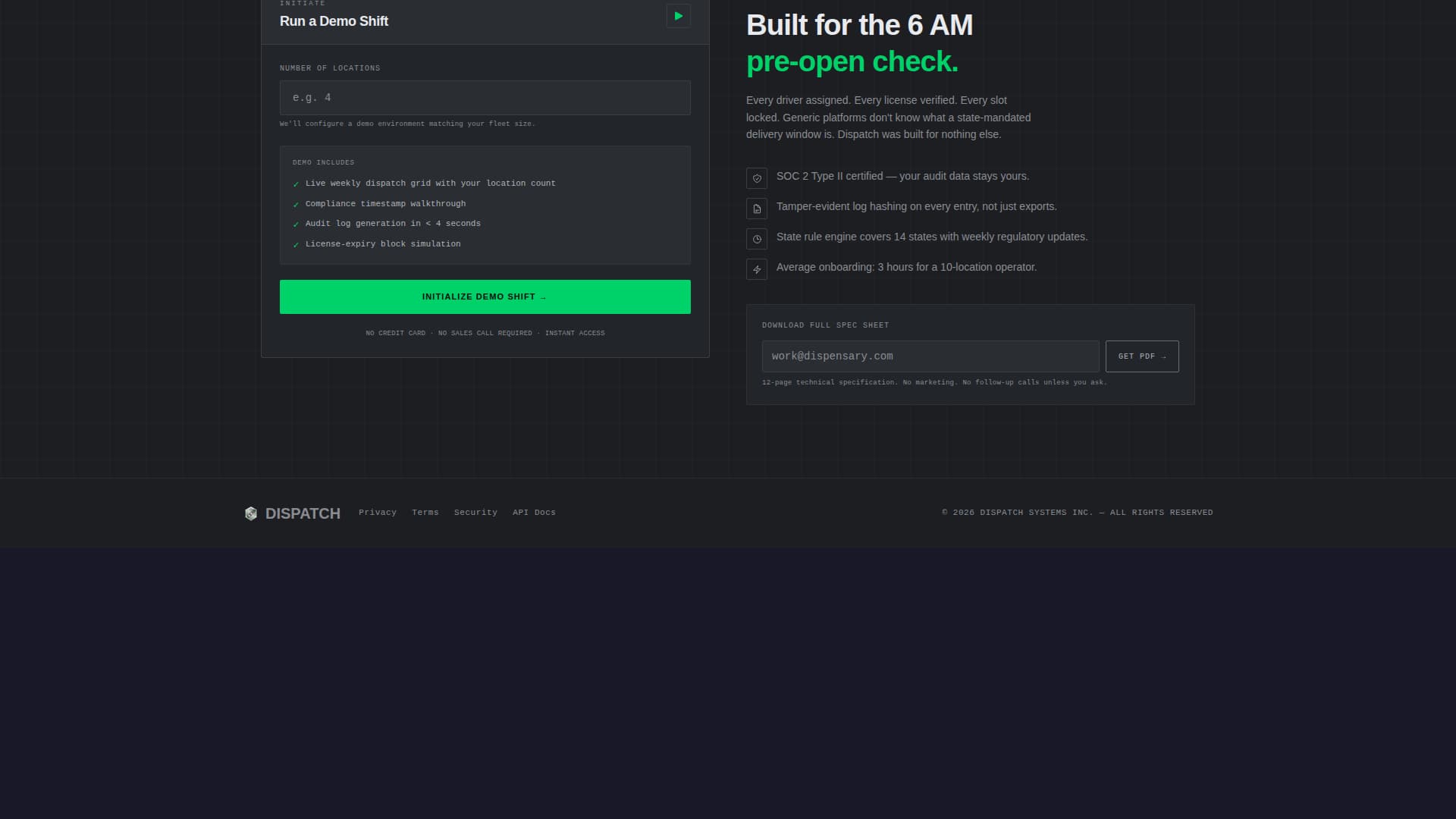 Dispatch - Compliant Cannabis Landing Page Template