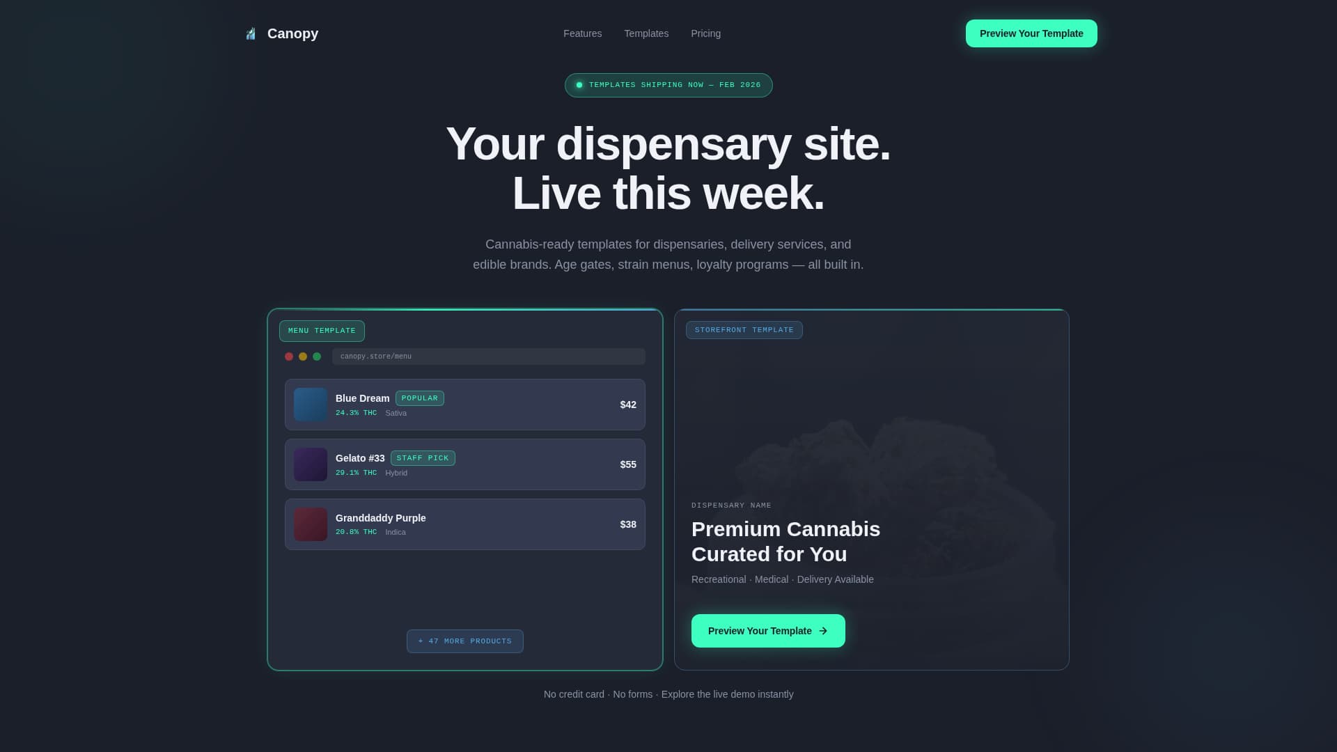 Canopy - Premium Cannabis Landing Page Template