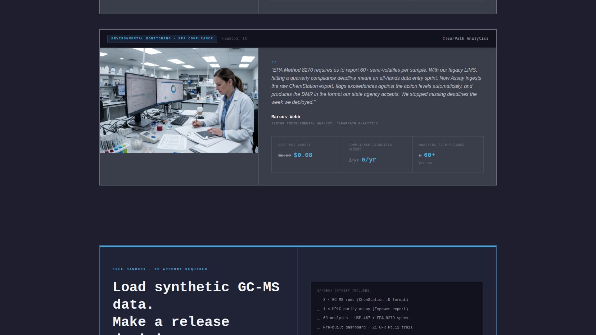 Assay - Precision Analytics Landing Page Template
