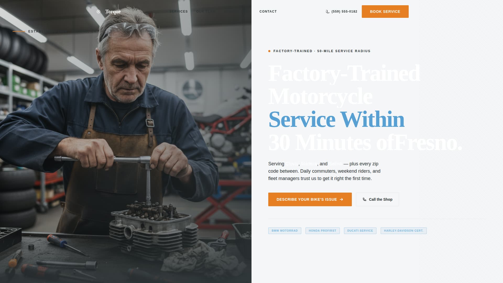 Torque - Precision Motorcycle Landing Page Template