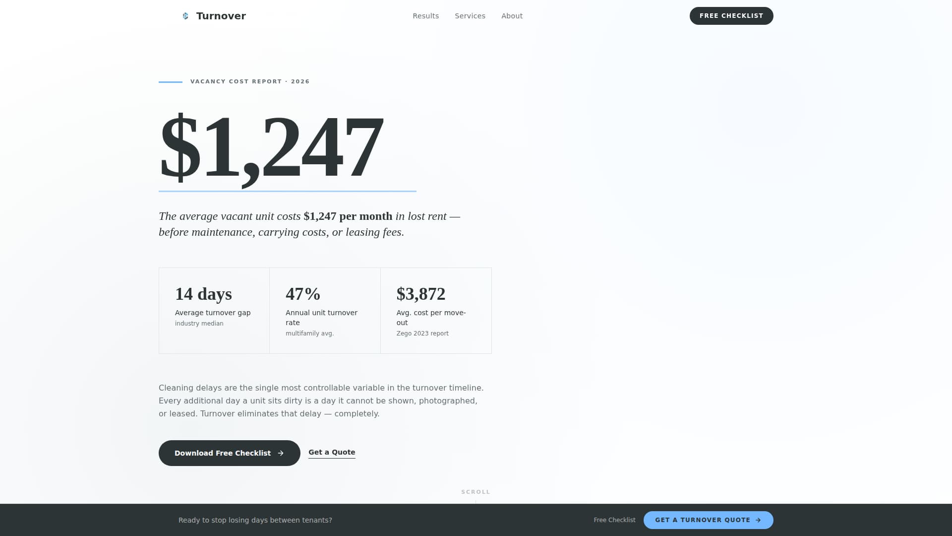 Turnover - Spotless Rental Landing Page Template