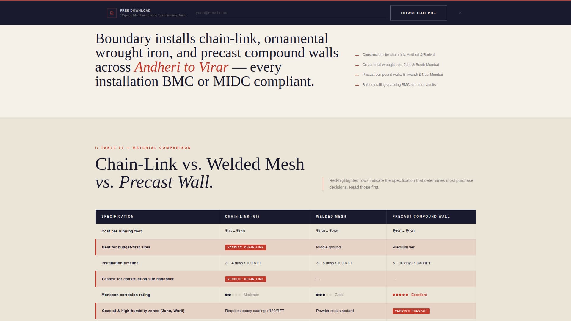 Rampart — Expert Commercial Fencing Landing Page Template