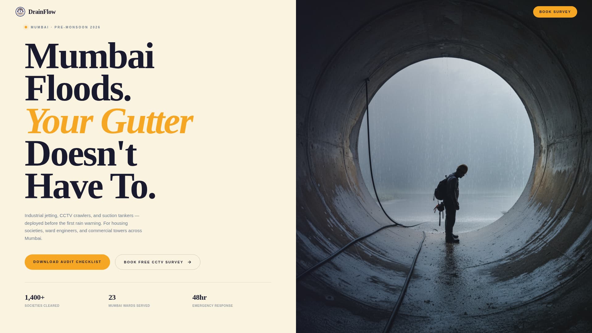 Drainflow - Authoritative Drainage Landing Page Template