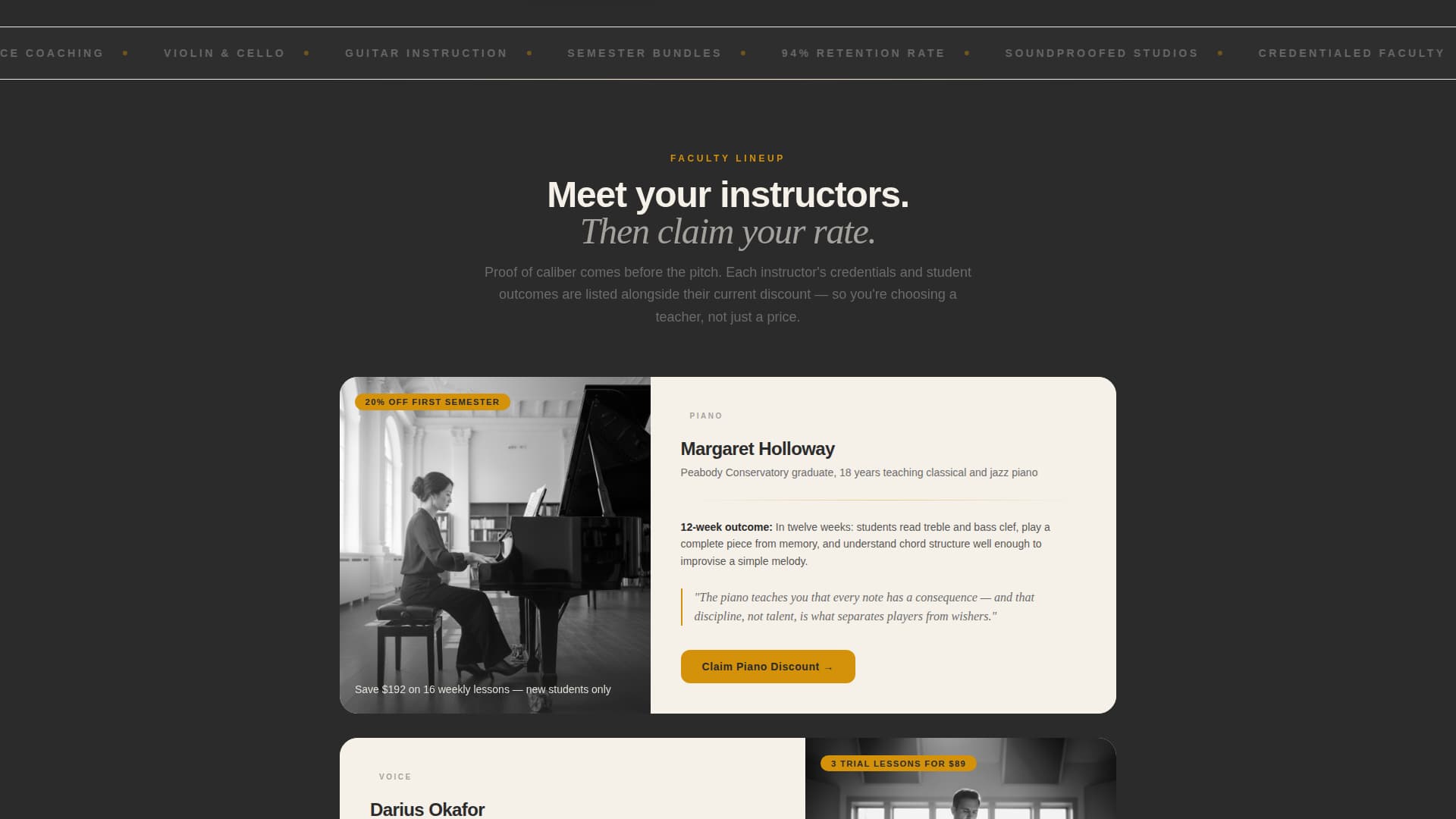 Cadence - Precision Musicschool Landing Page Template