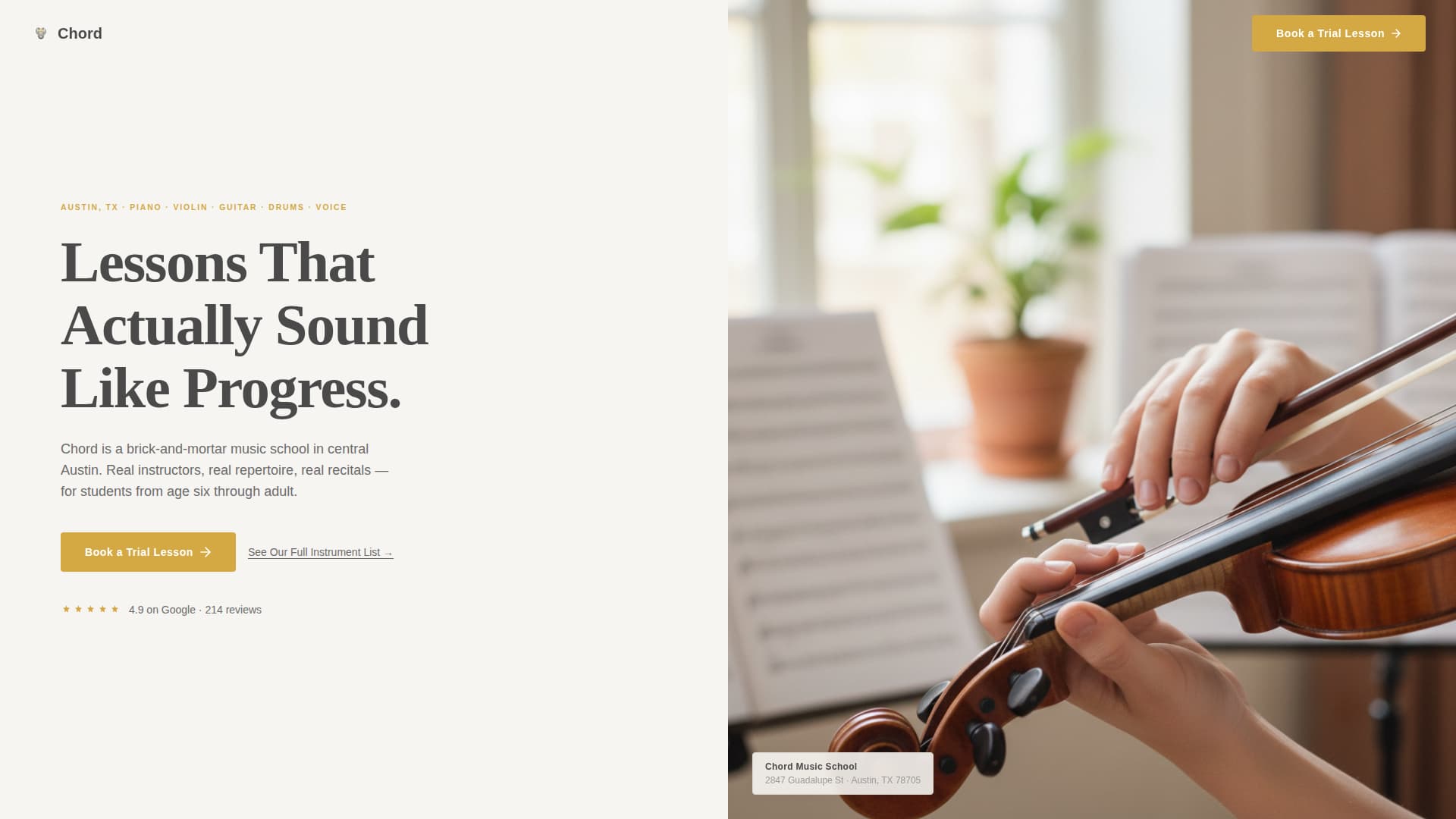 Chord - Proven Musicschool Landing Page Template