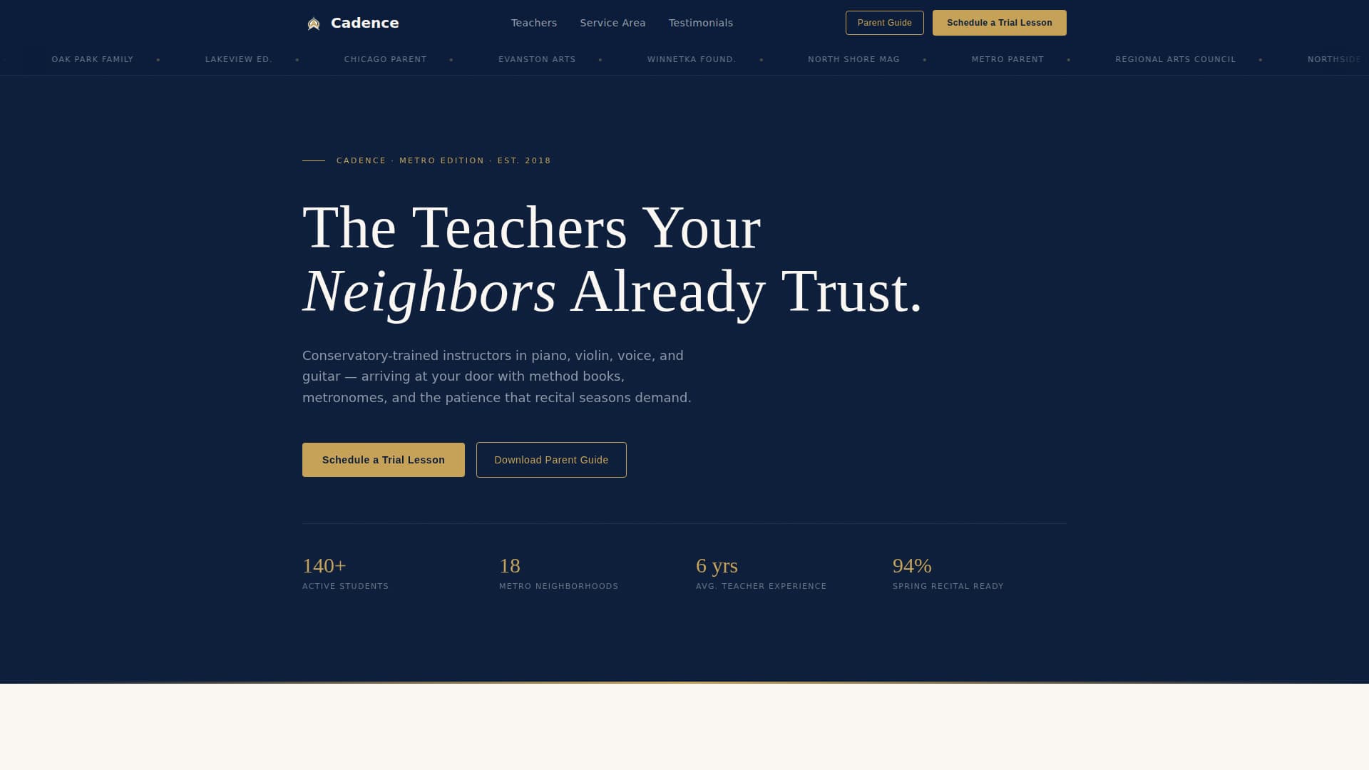 Harmony — Expert Music Instruction Landing Page Template