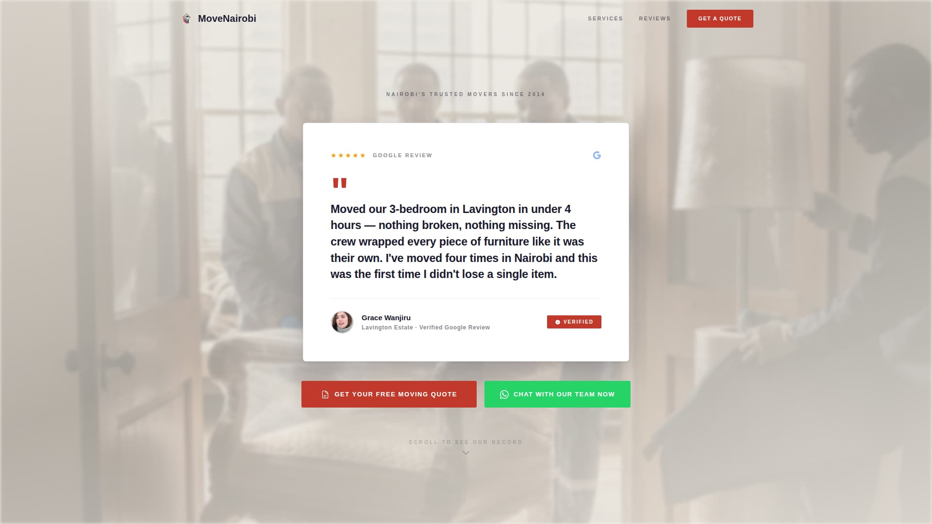 Nairobi - Trusted Moving Landing Page Template