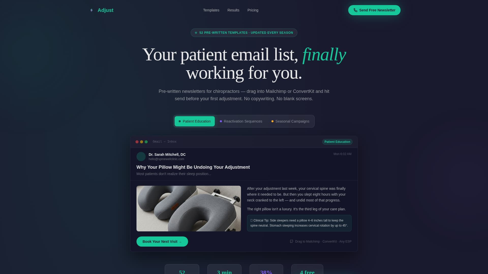 Adjust - Effortless Chiropractic Landing Page Template