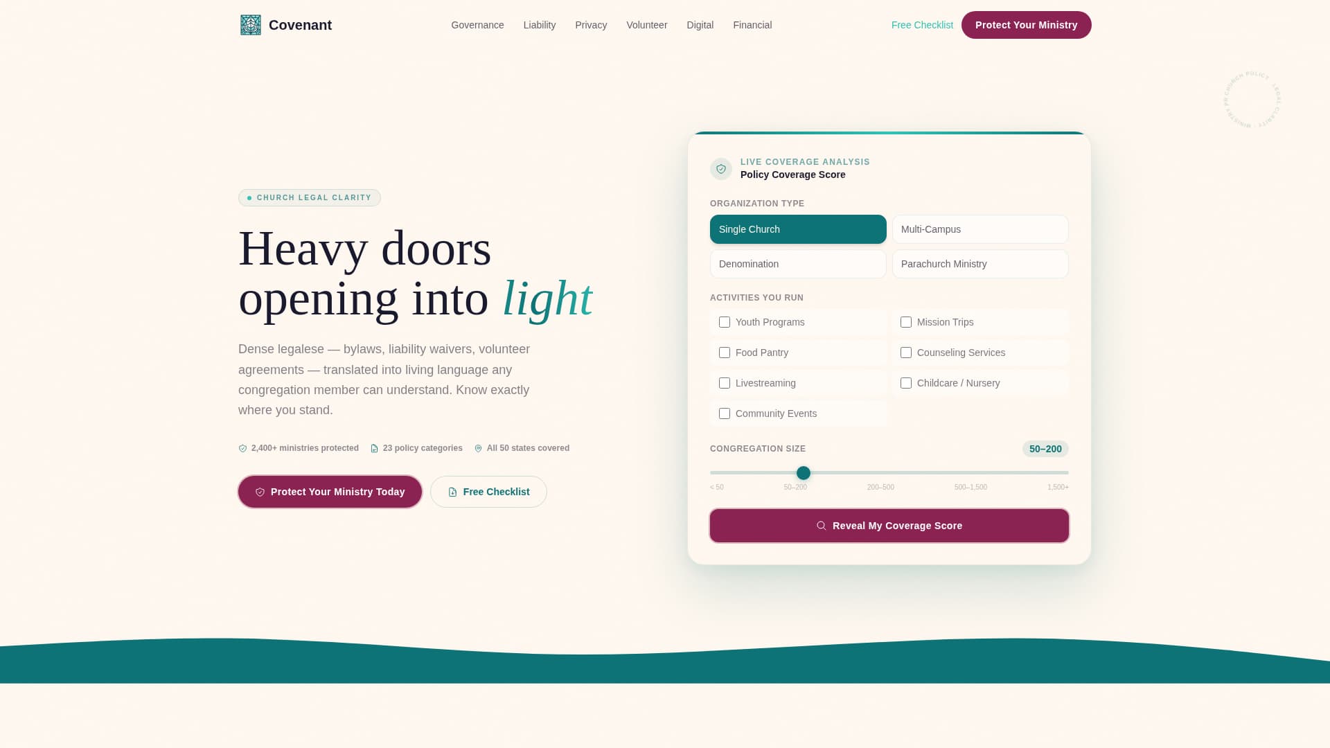 Church & Religious Org Cost Calculator Website Template
