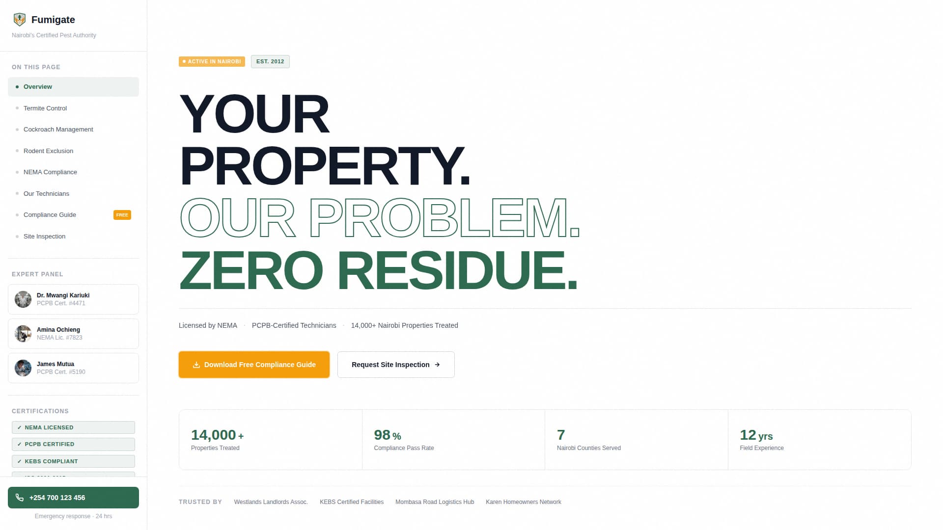 Fumigate - Certified Pestcontrol Landing Page Template