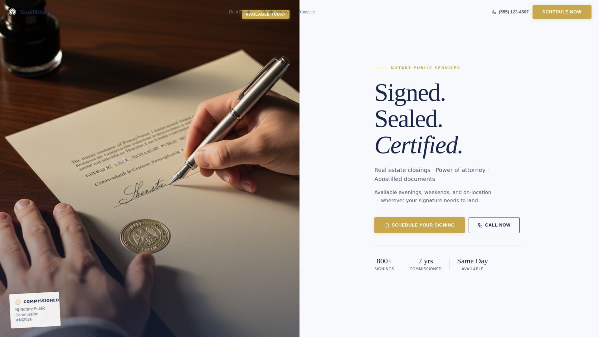 Seal - Trusted Notary Landing Page Template