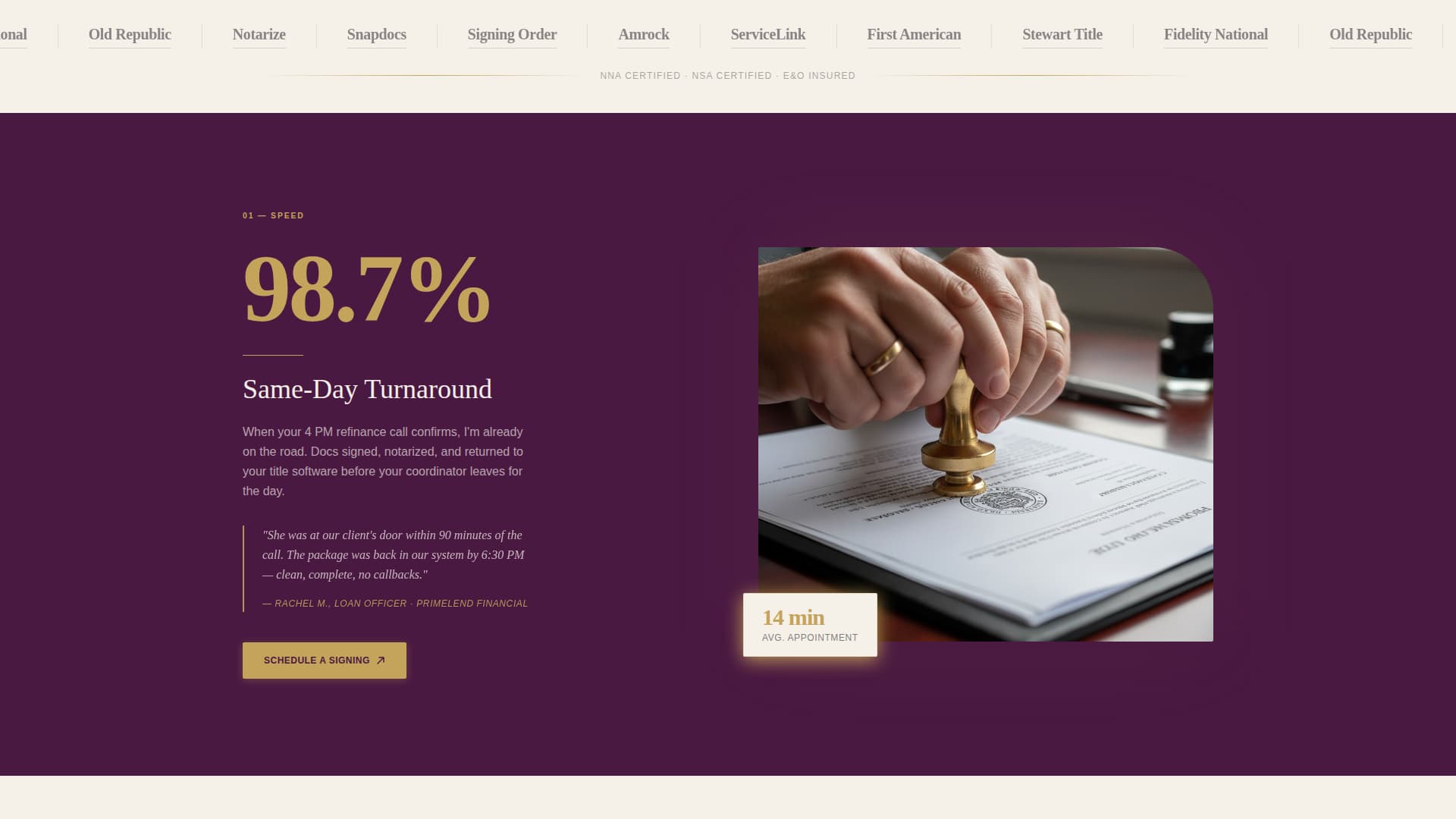 Notarize — Certified Document Notary Landing Page Template