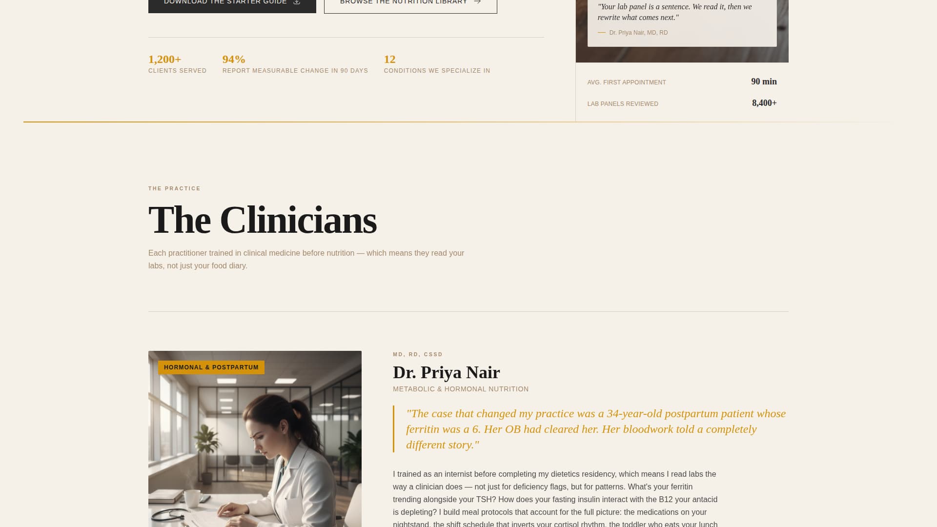 Nourish - Editorial Nutritionist Landing Page Template