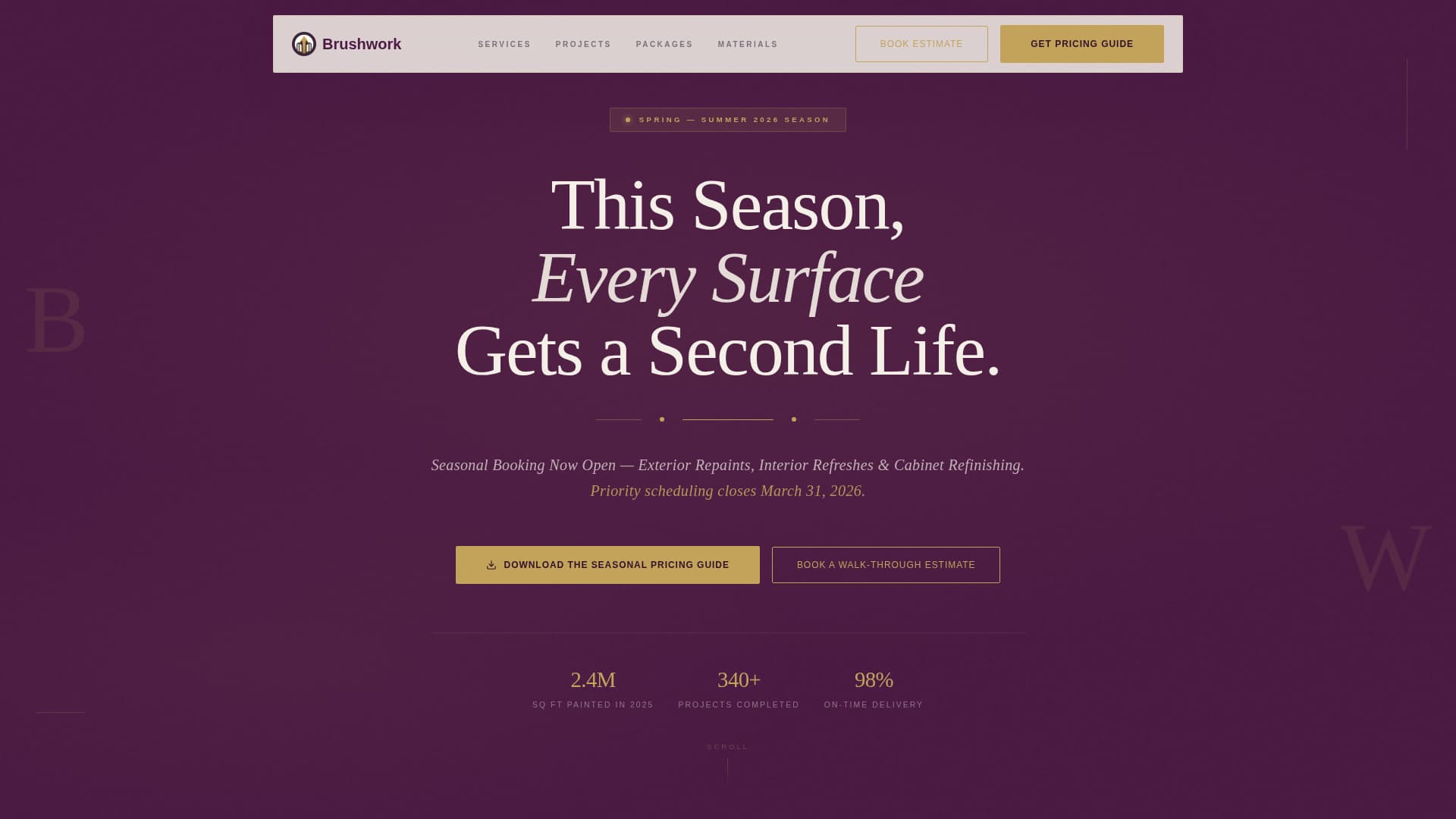 Brushwork - Authoritative Painter Landing Page Template