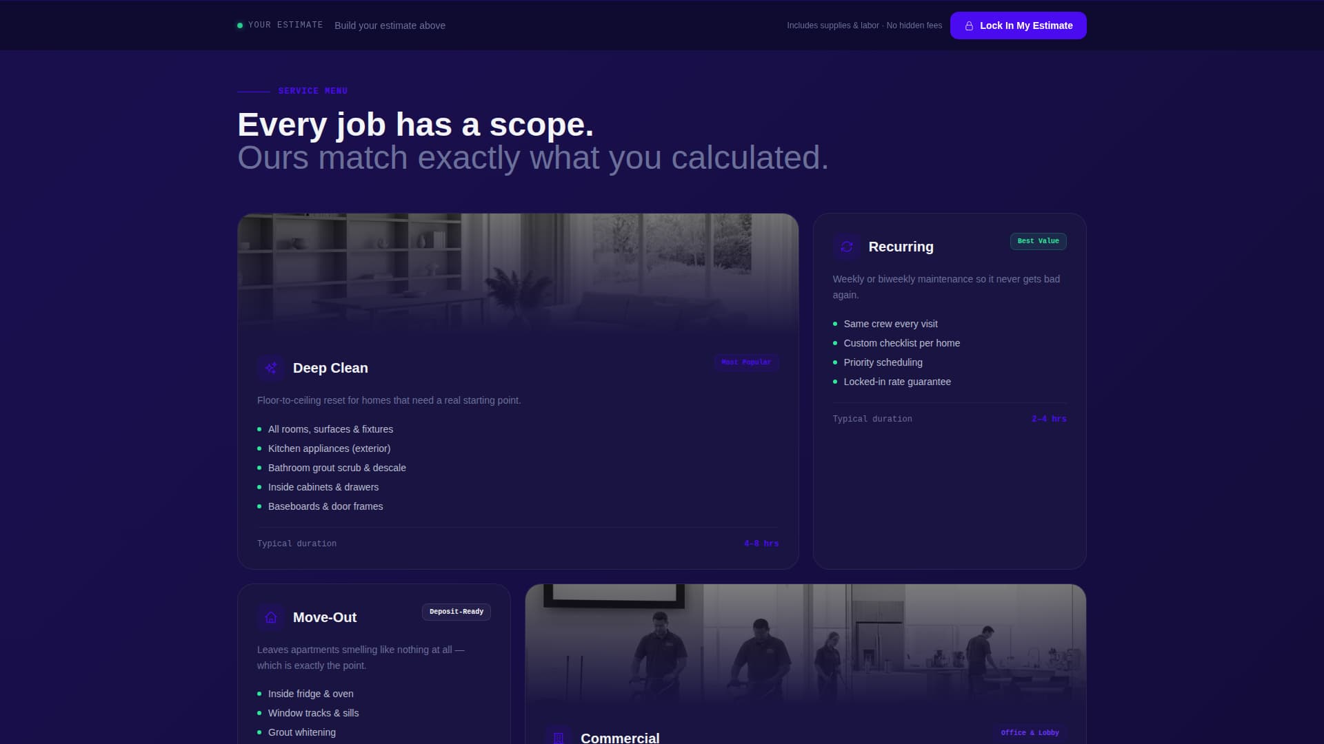 Cleaning Service Cost Estimator & Instant Quote Website Template