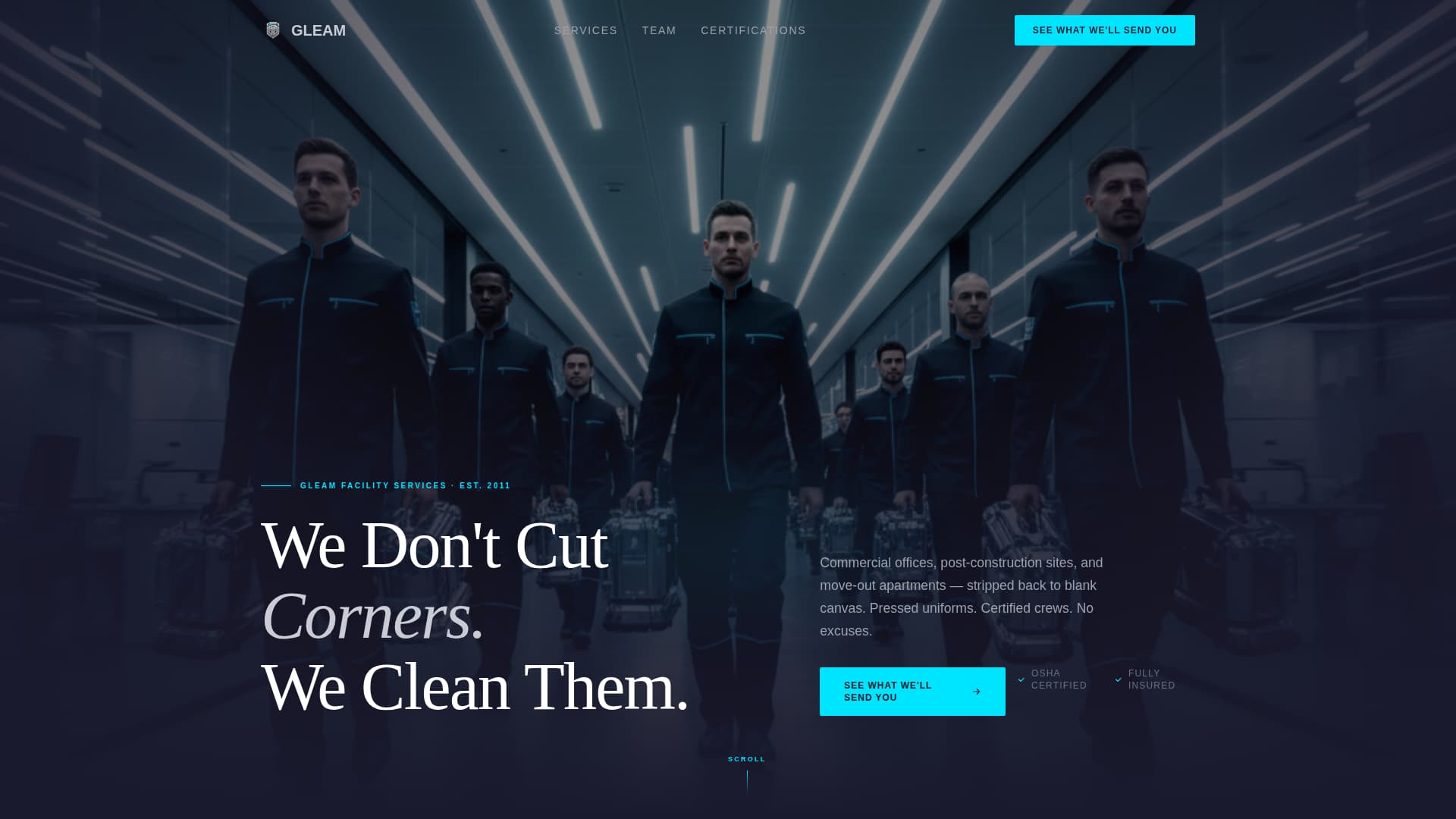 Professional Cleaning Company Team & Certifications Website Template