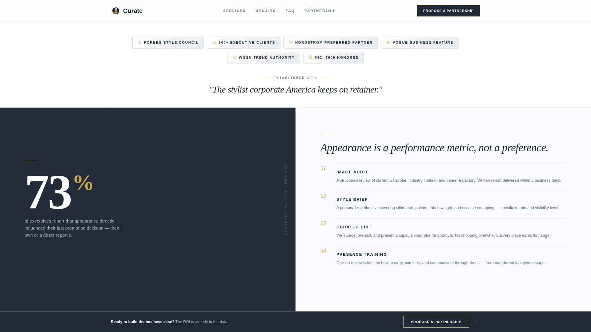 Curate - Executive Stylist Landing Page Template